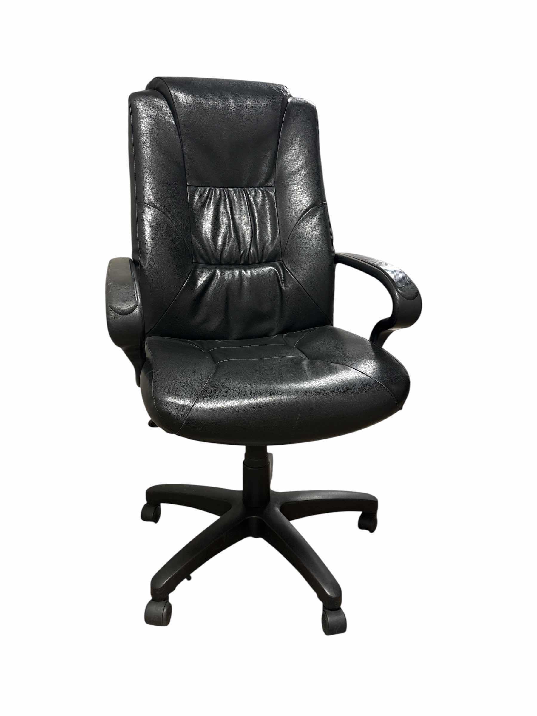 Photo 1 of BLACK FAUX LEATHER EXECUTIVE ROLLING OFFICE CHAIR