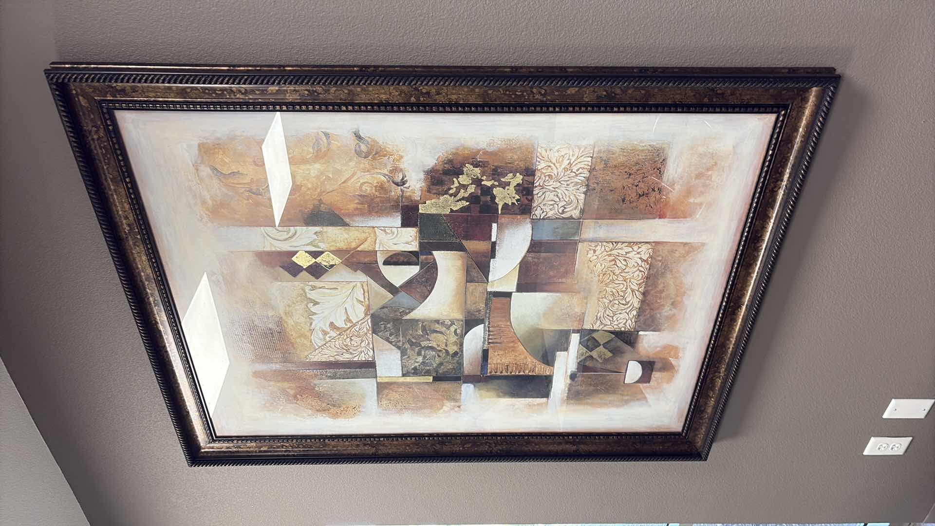 Photo 1 of COPPER BLACK FRAMED ART PRINT  “ABSTRACT COLLEGE II “ BY JONATHAN PARSONS 44”X57”H MSRP $499