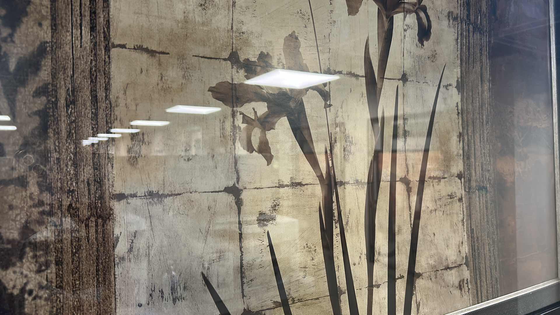 Photo 1 of BLACK FRAMED ABSTRACT BOTANICAL PRINT ARTWORK 48" X 26"