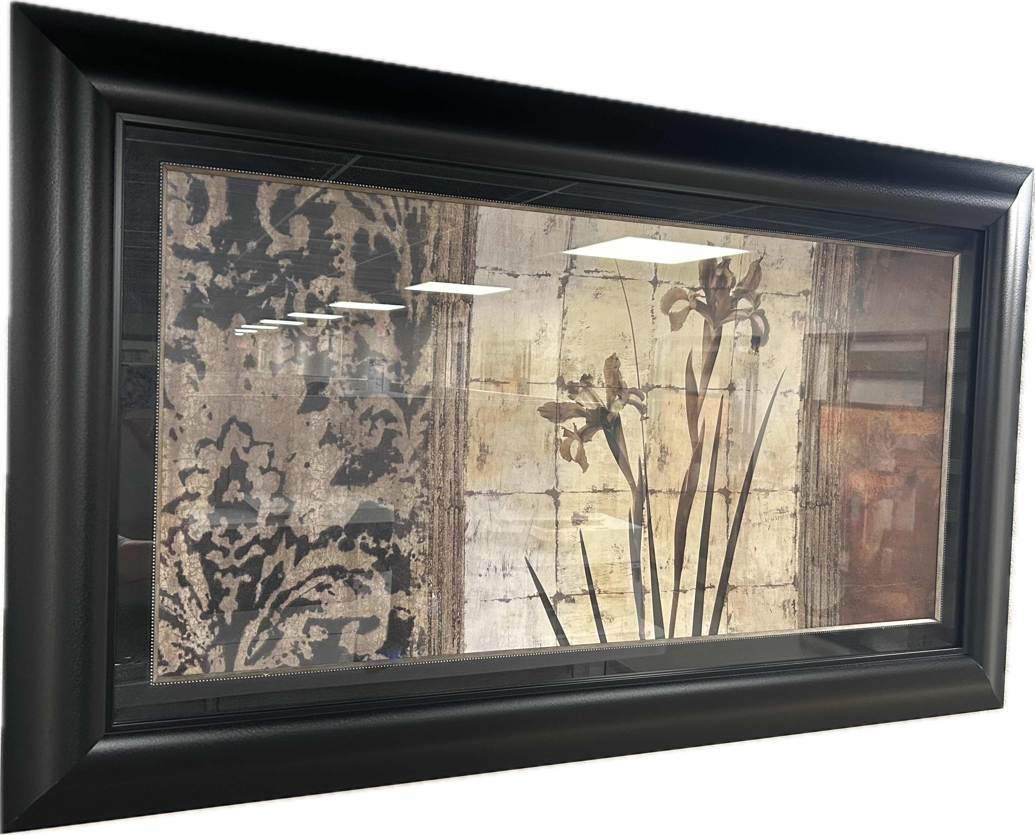Photo 1 of BLACK FRAMED ABSTRACT BOTANICAL PRINT ARTWORK 48" X 26"