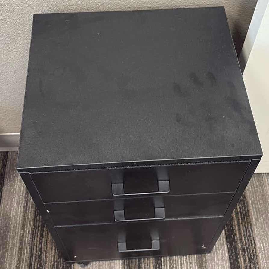 Photo 1 of BLACK METAL ROLLING LATERAL FILE CABINET 16” X 14” H26"