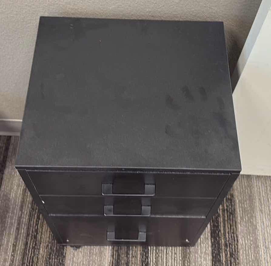 Photo 1 of BLACK METAL ROLLING LATERAL FILE CABINET 16” X 14” H26"