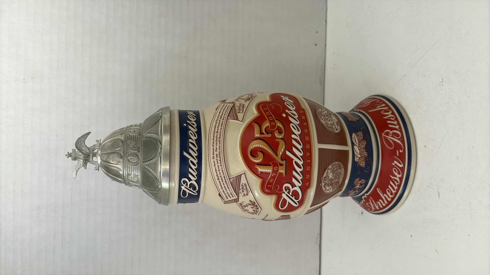 Photo 1 of BUDWEISER 1876-2001 125TH ANNIVERSARY “A TRADITION OF BREWING EXCELLENCE” STEIN