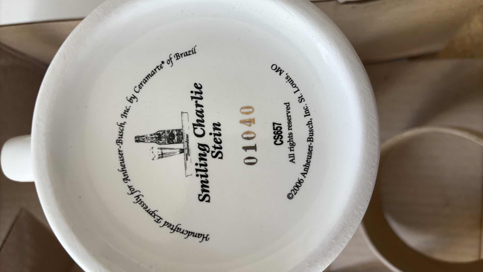 Photo 1 of ANHEUSER BUSCH “SMILING CHARLIE” STEIN