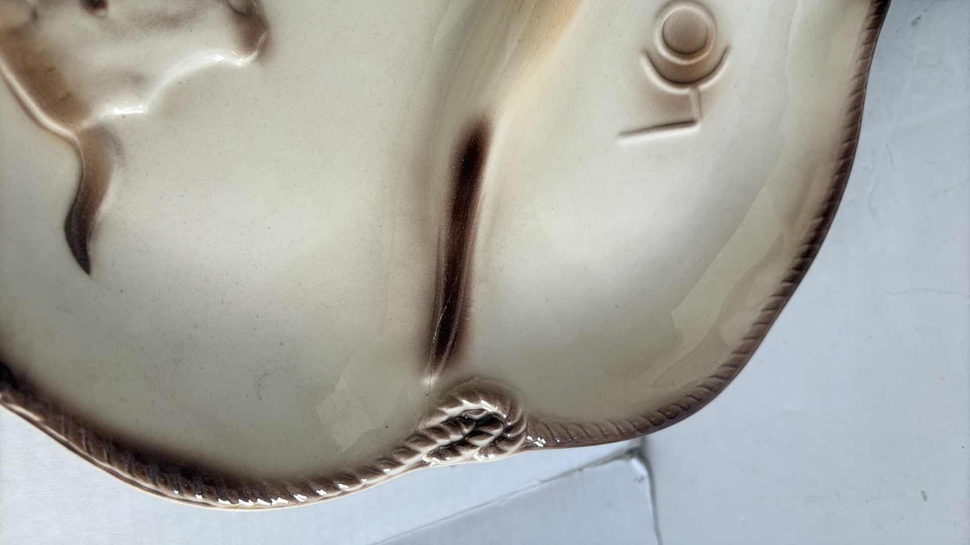 Photo 1 of VINTAGE 1959 LANE AND CO. LONGHORN CATTLE POTTERY PLATTER