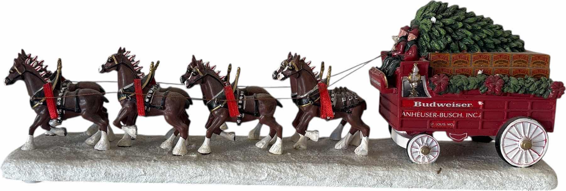 Photo 1 of HAWTHORNE VILLAGE ANHEUSER BUSCH BUDWEISER HOLIDAY CLYDESDALES MASTERPIECE SCULPTURE 13”L