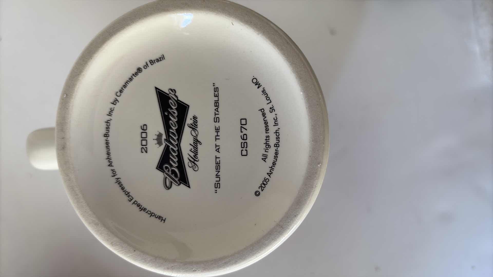 Photo 1 of 2006 BUDWEISER HOLIDAY STEIN “ SUNSET AT THE STABLES”