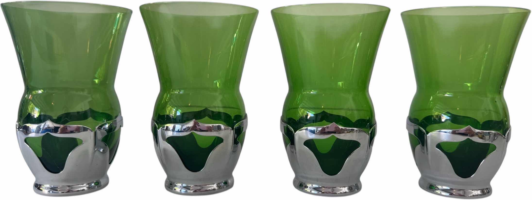 Photo 1 of 4- KROME KRAFT GLASSES GREEN W5.5” X H5”
