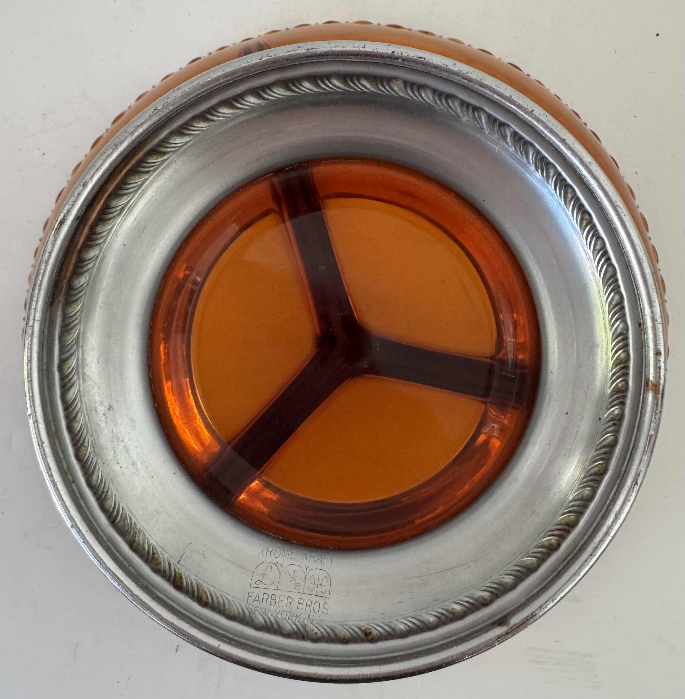 Photo 1 of KROME KRAFT GLASS CANDY DISH AMBER W2.75” X H6.5”