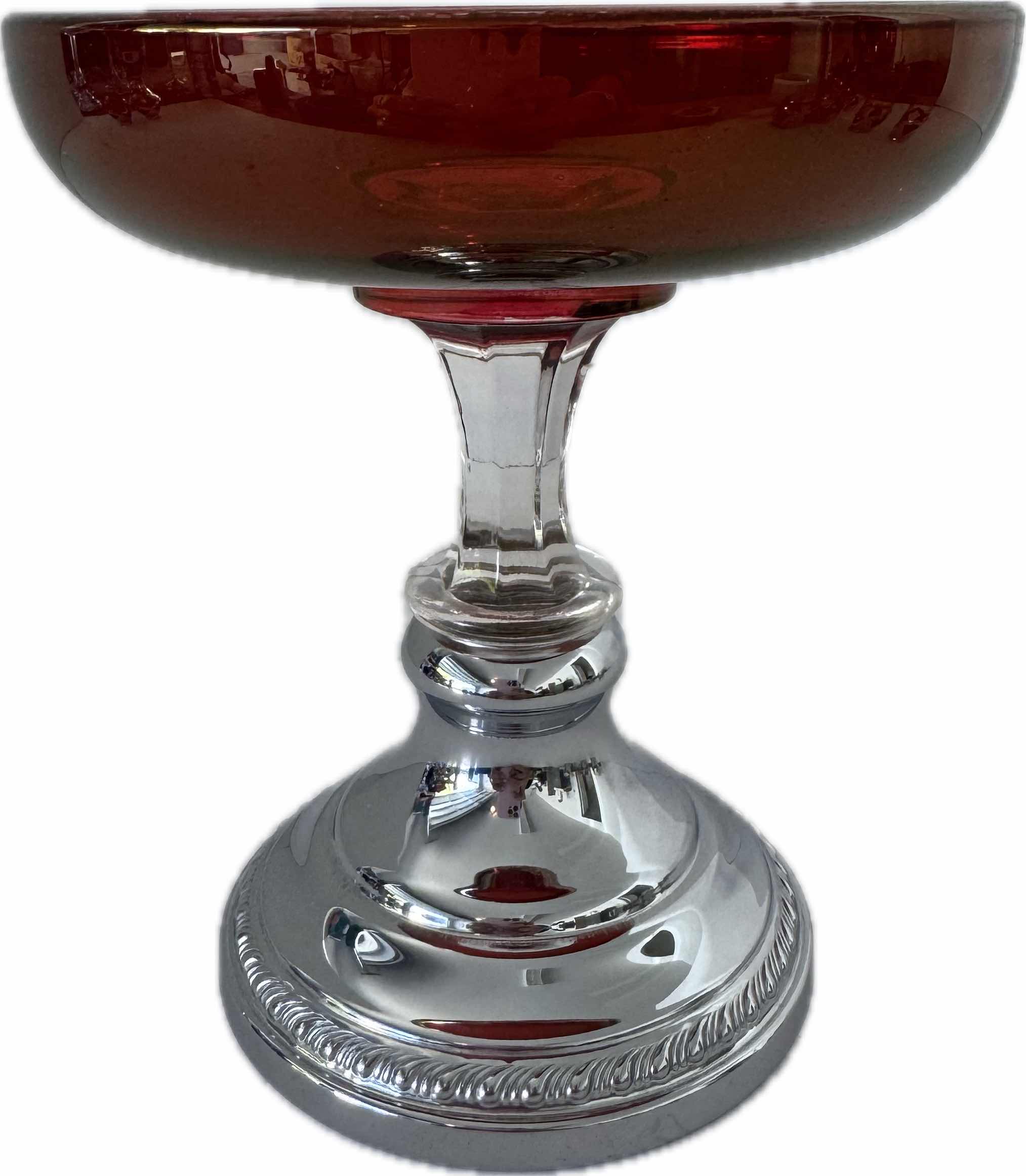 Photo 1 of KROME KRAFT GLASS GOBLET GARNET W5.5” X H6”