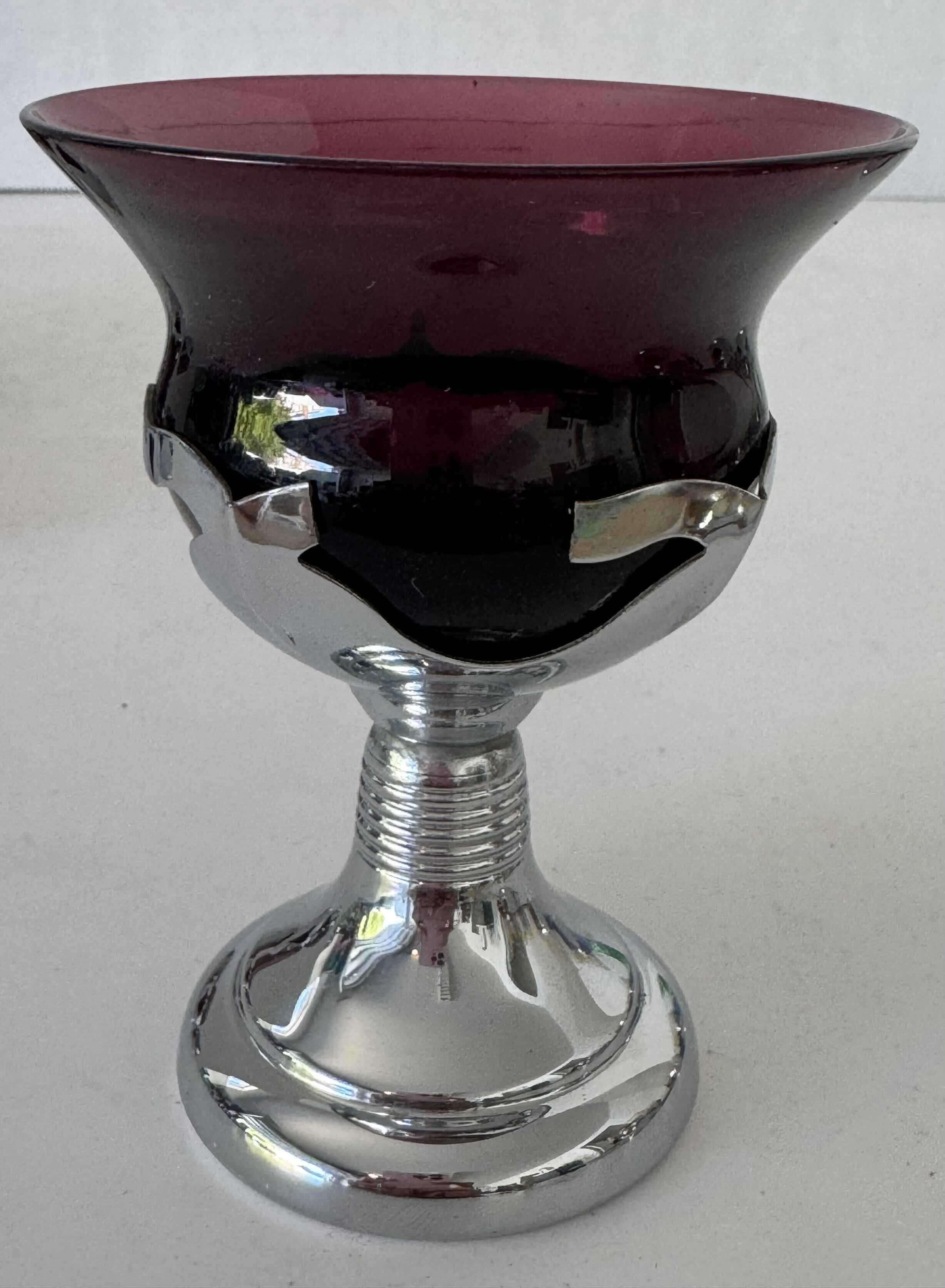 Photo 1 of 8- KROME KRAFT GLASSES AMETHYST W3.25” X H4” AND SMALLER