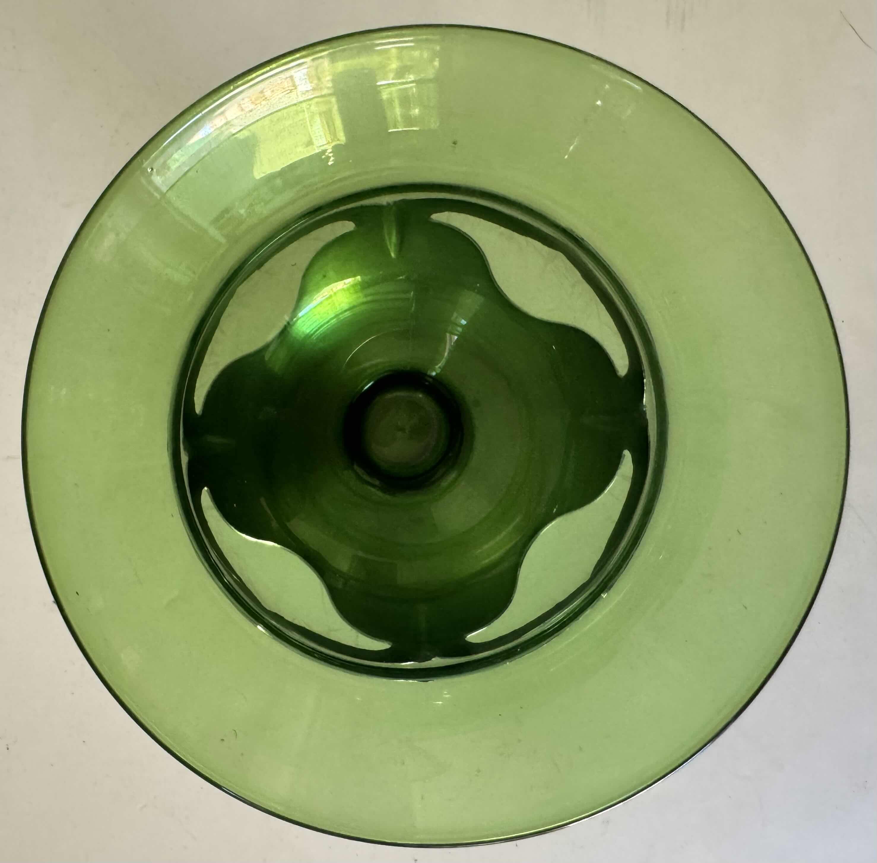 Photo 1 of 5- KROME KRAFT GLASS DESSERT GLASSES GREEN W4” X H4”