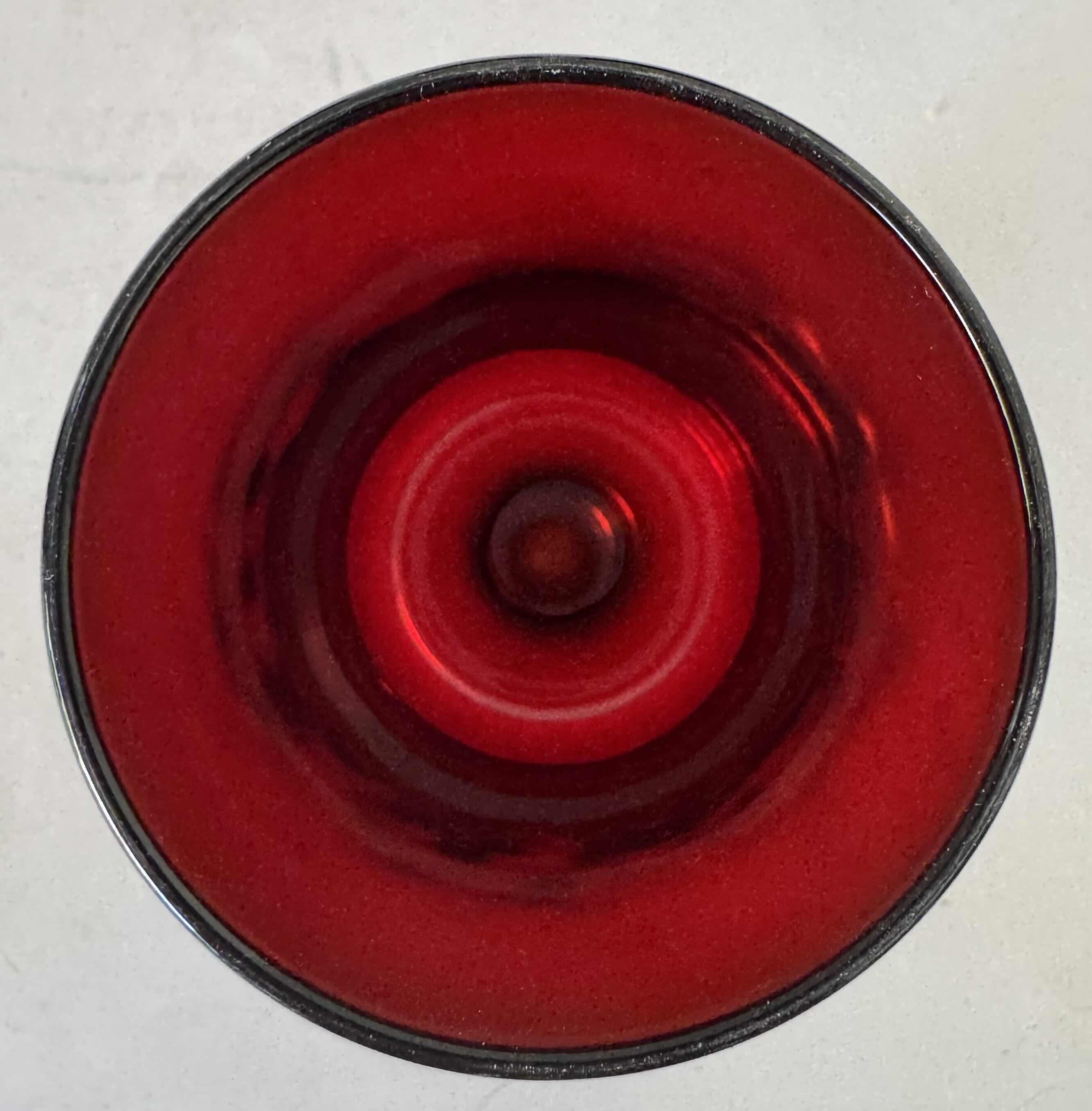 Photo 1 of 6- GLASS VOTIVE HOLDER GARNET W2.5 X H4”