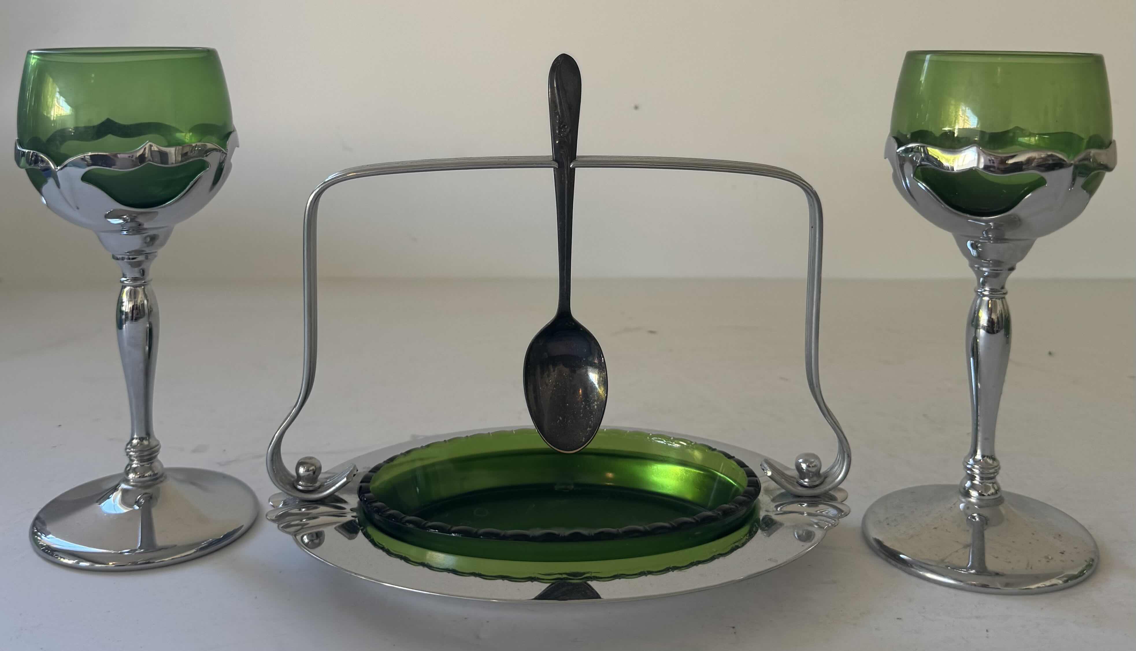 Photo 1 of 8- KROME KRAFT GLASSES GREEN W2.5” X H6”