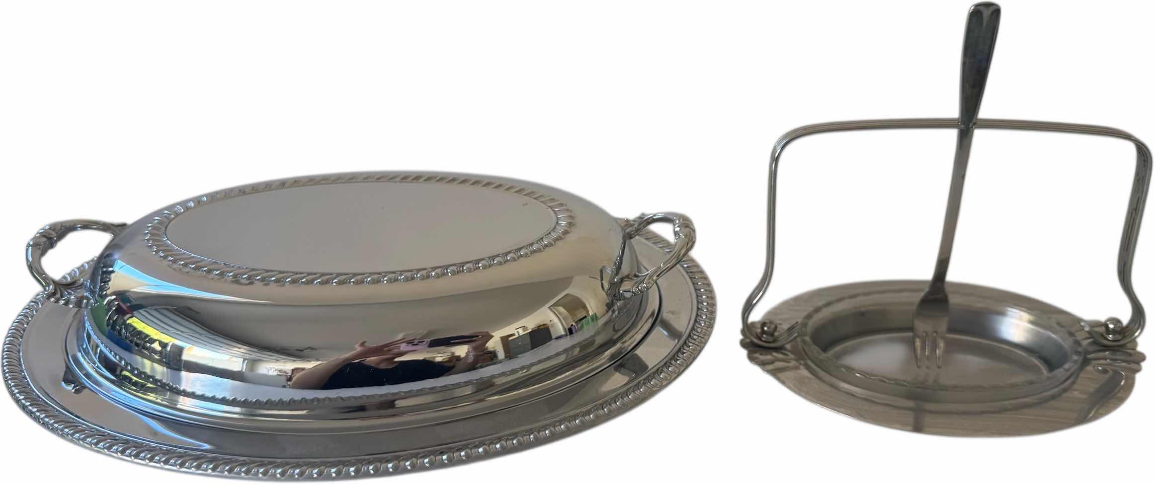Photo 1 of 2- SERVING TRAYS SILVER TONE 12” X 9.5” X H3.25”