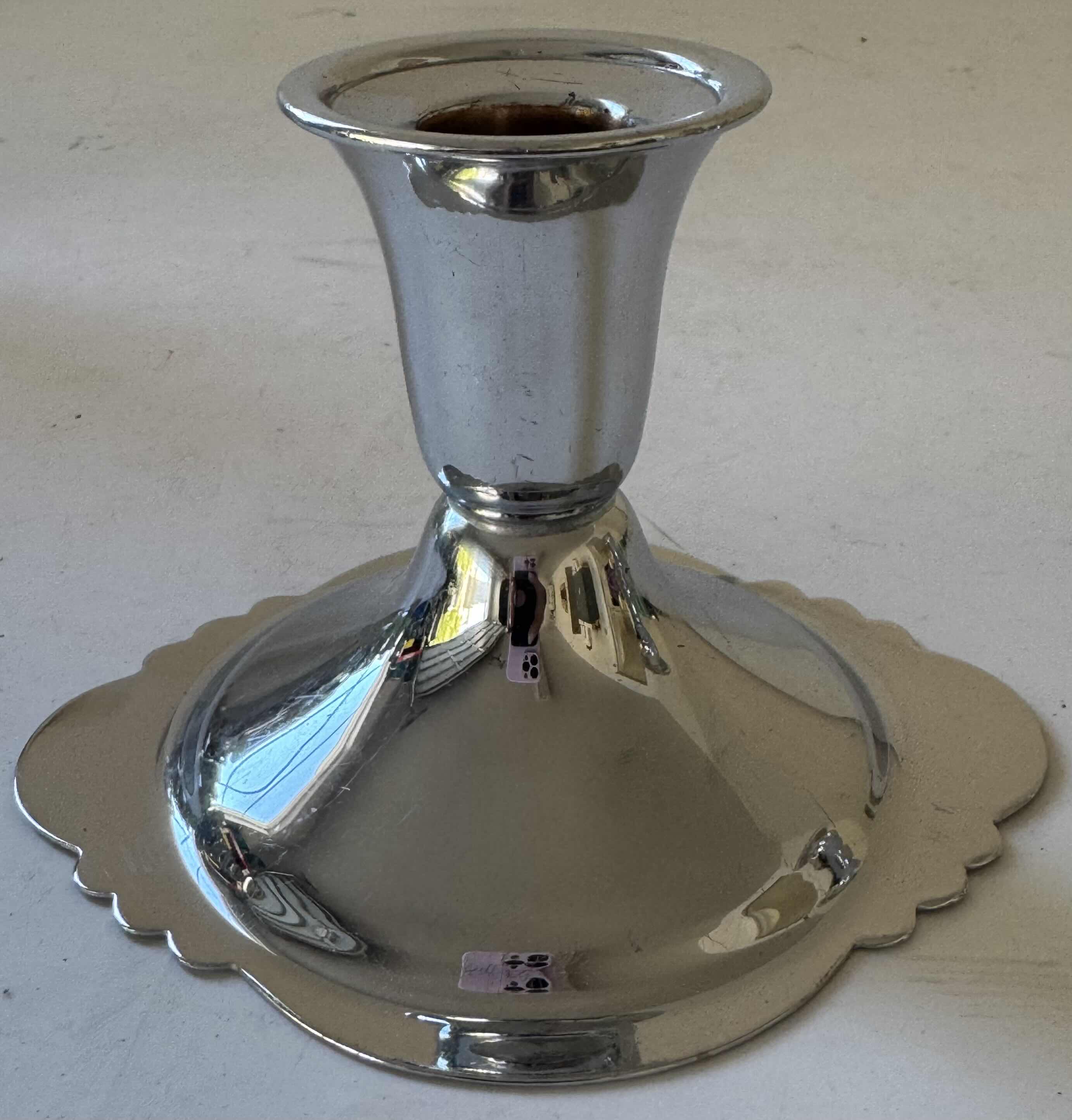 View 4 of 5- KROME KRAFT CANDLE HOLDERS SILVER TONE W3.5” X H5” AND SMALLER