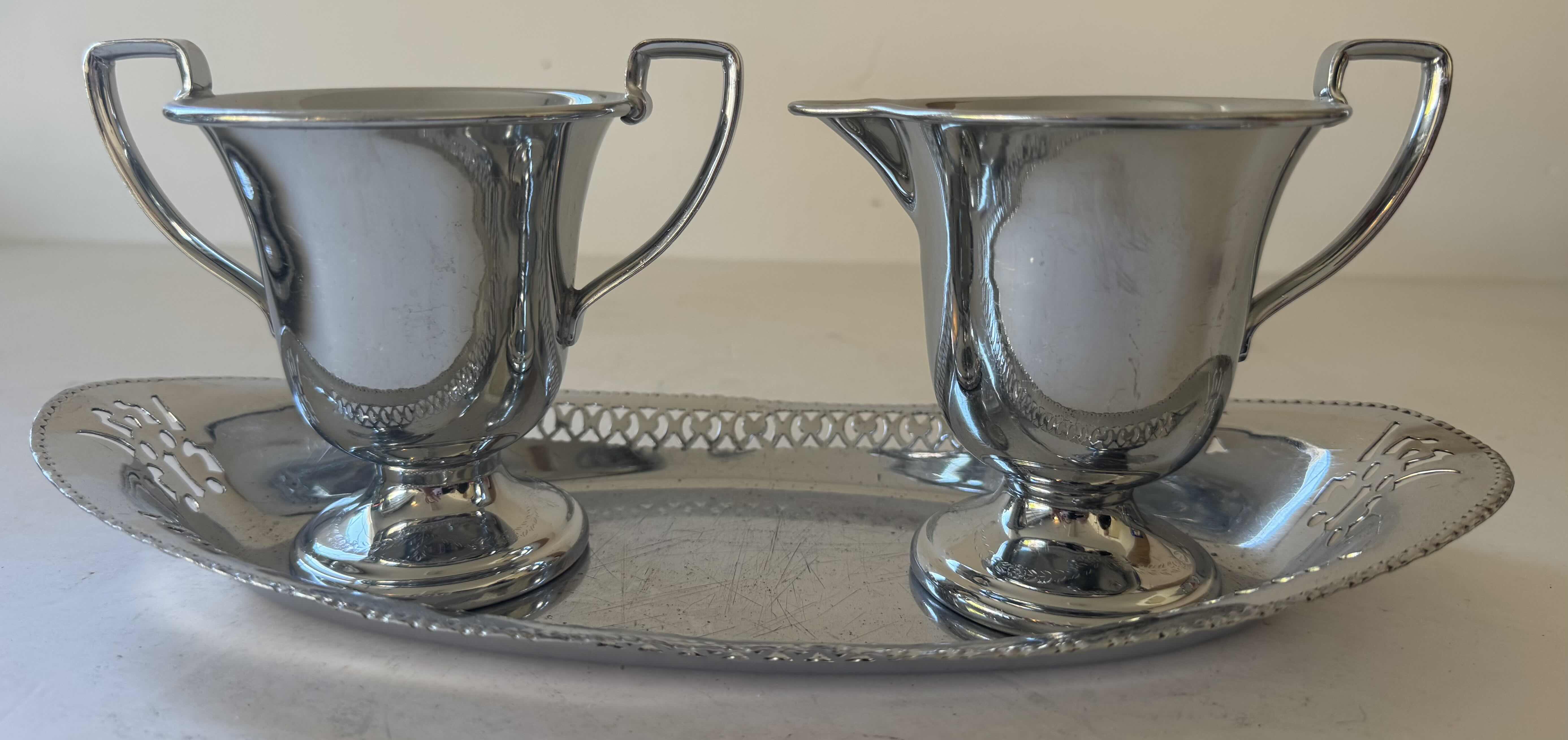 Photo 1 of 6- VINTAGE KROME KRAFT SERVING TRAYS W16” X H.25”