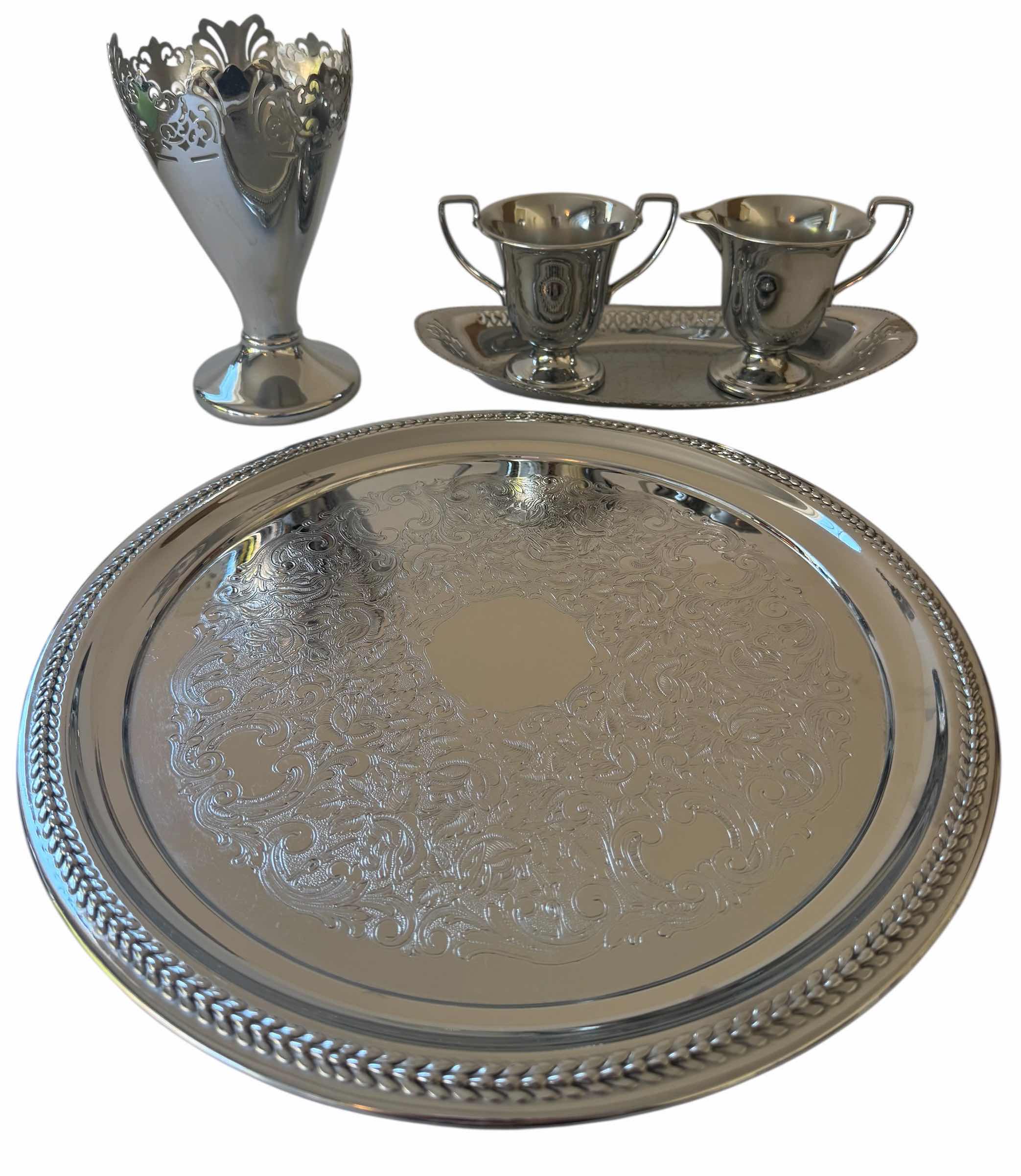 Photo 1 of 6- VINTAGE KROME KRAFT SERVING TRAYS W16” X H.25”