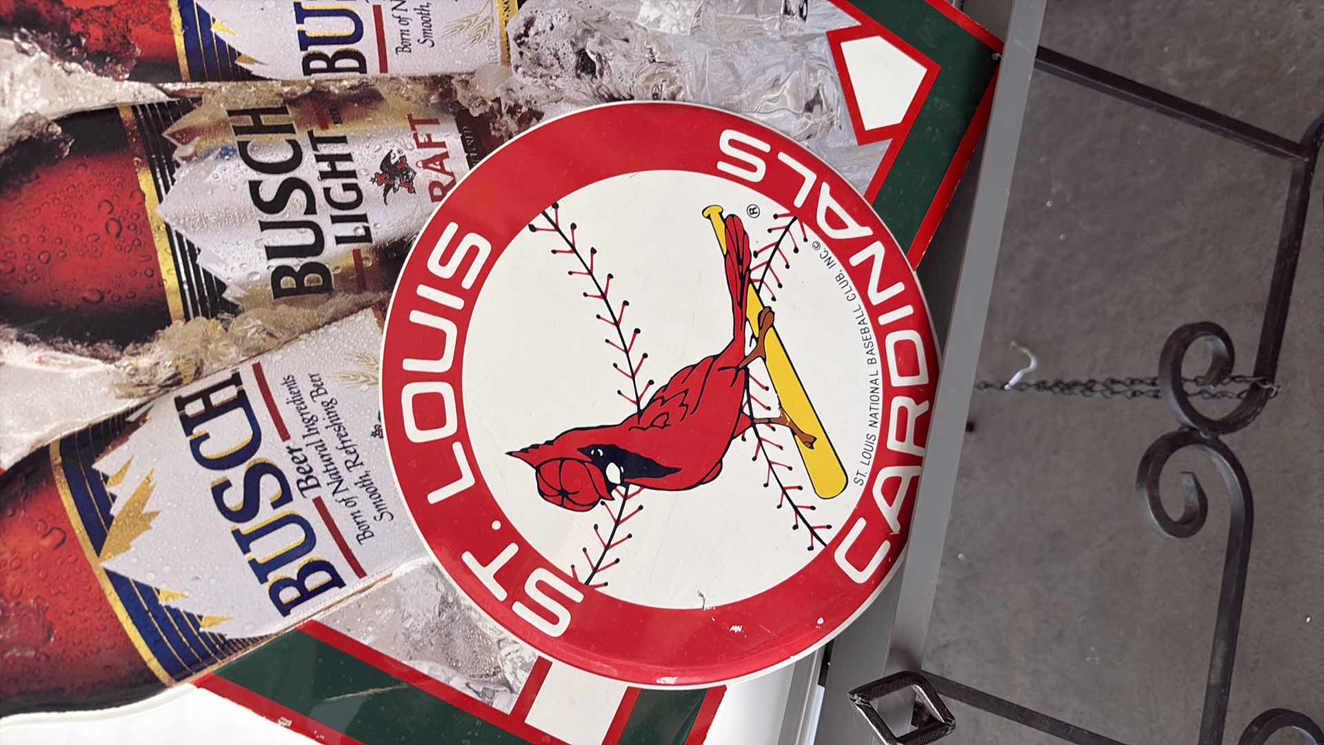 Photo 1 of METAL BUSCH ST.LOUIS CARDINALS METAL BEER SIGN