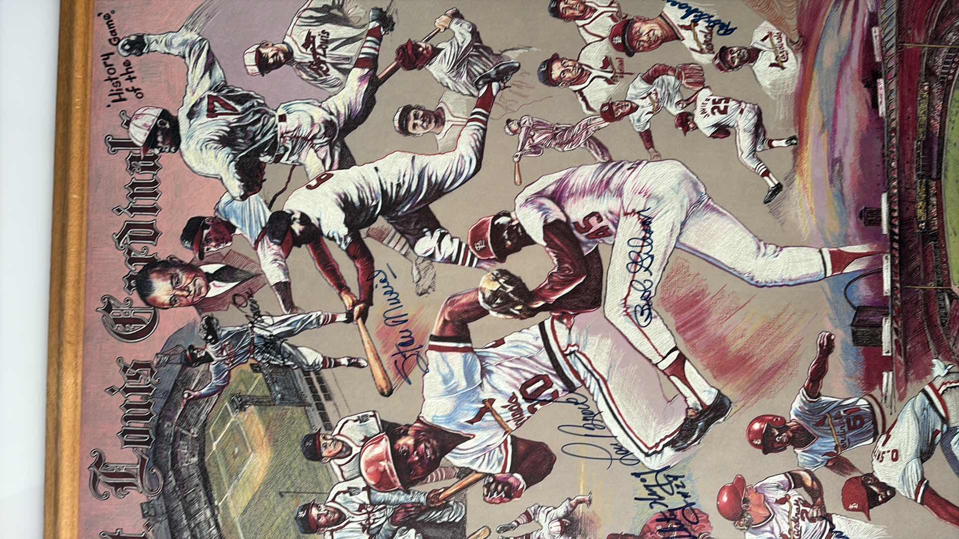 Photo 1 of TIMOTHY ADAMS ST.LOUIS CARDINALS “ HISTORY OF THE GAME “ SIGNED POSTER  26”X40” STAN MUSIAL SIGNED PHOTO