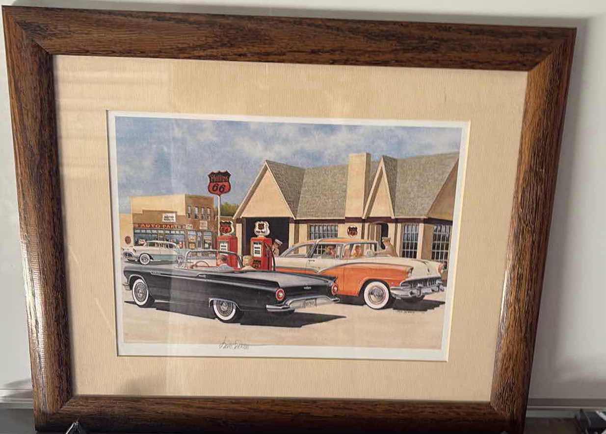 Photo 1 of 3-FRAMED VINTAGE SERVICE STATION ARTWORKS 24" X 24"