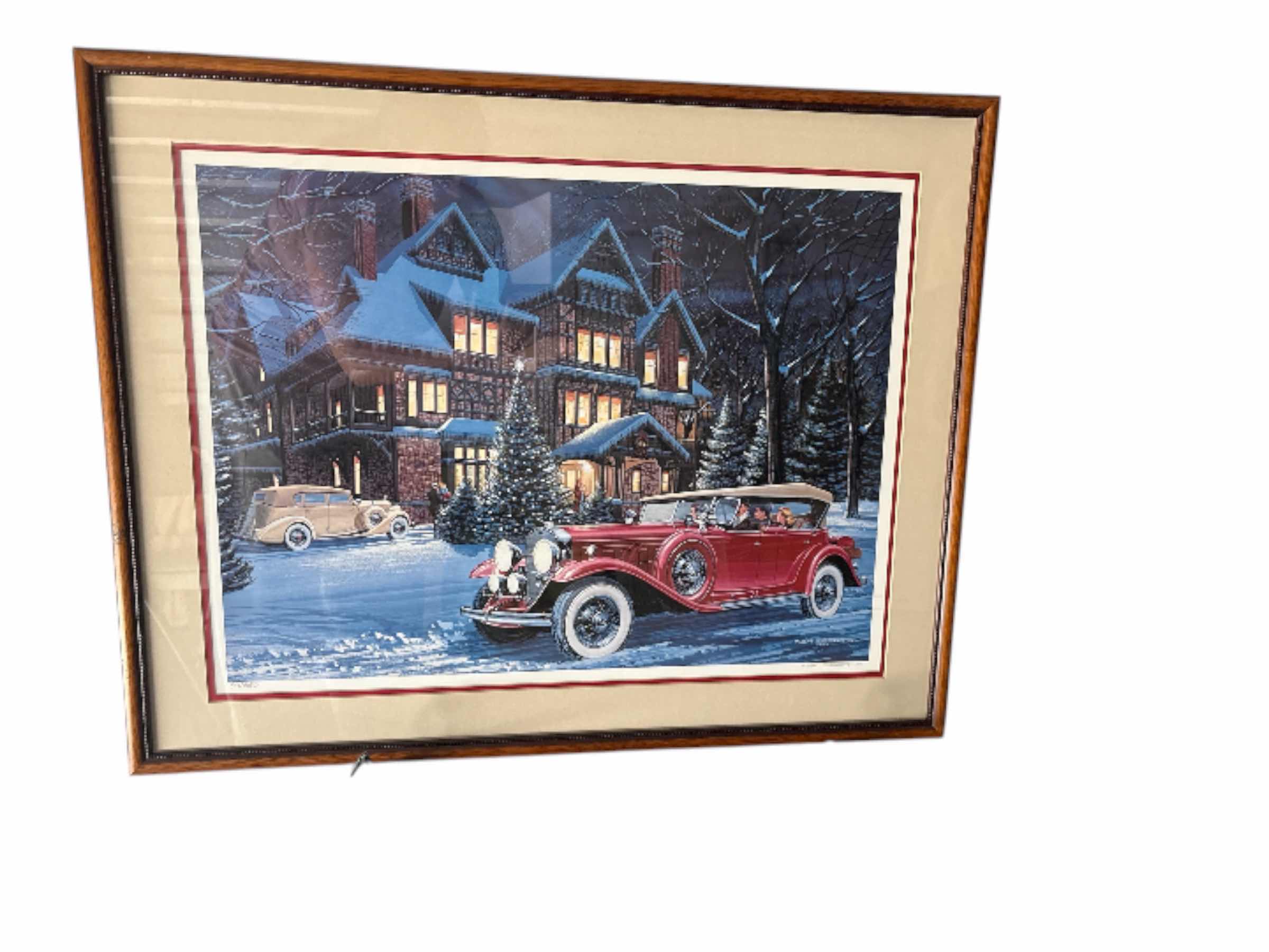 Photo 1 of KEN EBERTS 1988 SIGNED CHRISTMAS PACKARD AUTOMOBILE POSTER 39/850 23.5X28"H