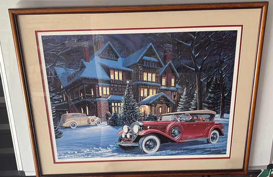 Photo 1 of KEN EBERTS 1988 SIGNED CHRISTMAS PACKARD AUTOMOBILE POSTER 39/850 23.5X28"H