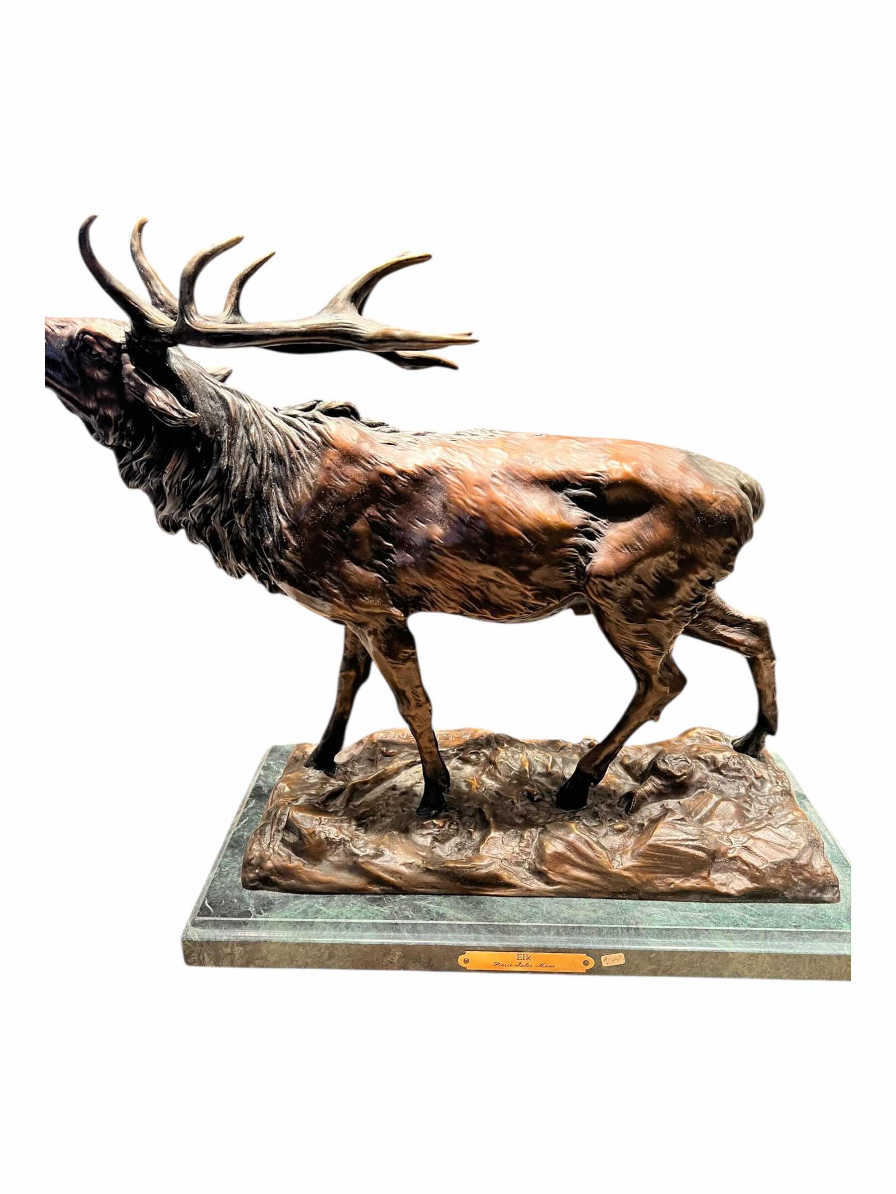 Photo 1 of BRONZE ARTWORLK-ELK STATUE SIGNED PIERRE JULES MENE. 16"X16"