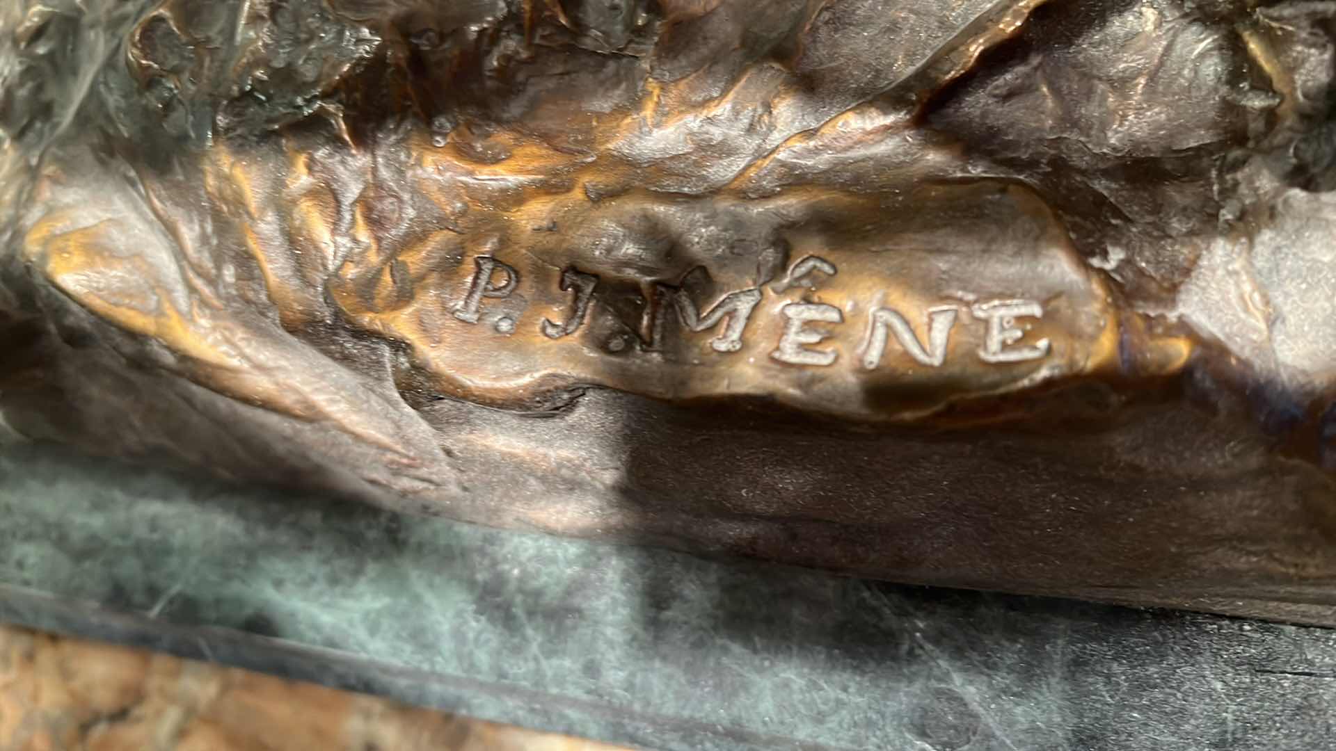 Photo 1 of BRONZE ARTWORLK-ELK STATUE SIGNED PIERRE JULES MENE. 16"X16"