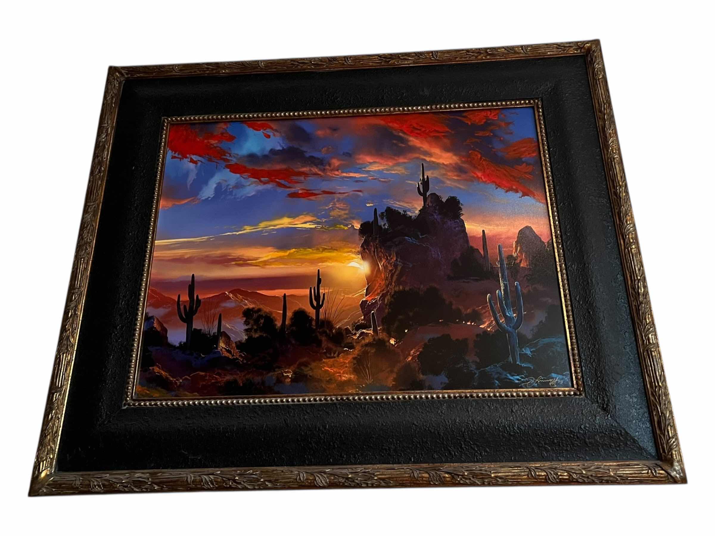 Photo 1 of ARTWORK-LARGE SIGNED, ARTIST PRINT OF “GUARDIANS OF TWILIGHT” BY DALE TERBUSH. FRAMED GLICEE ON CANVAS. LIMITED EDITION WITH CERTIFICATE OF AUTHENTICITY.  55” X 48”H.