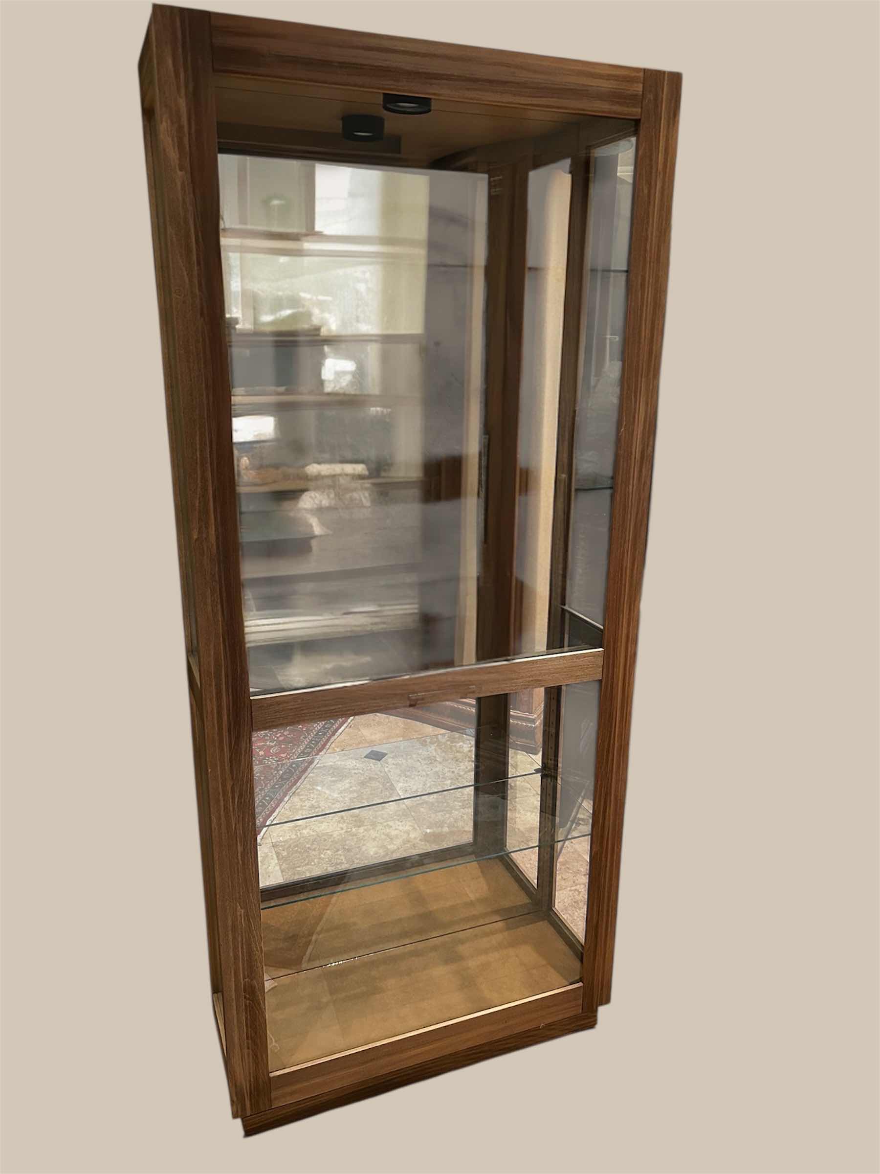 Photo 1 of MODERN WOODEN DISPLAY CABINET W GLASS DOORS 33" X 12" H 80"