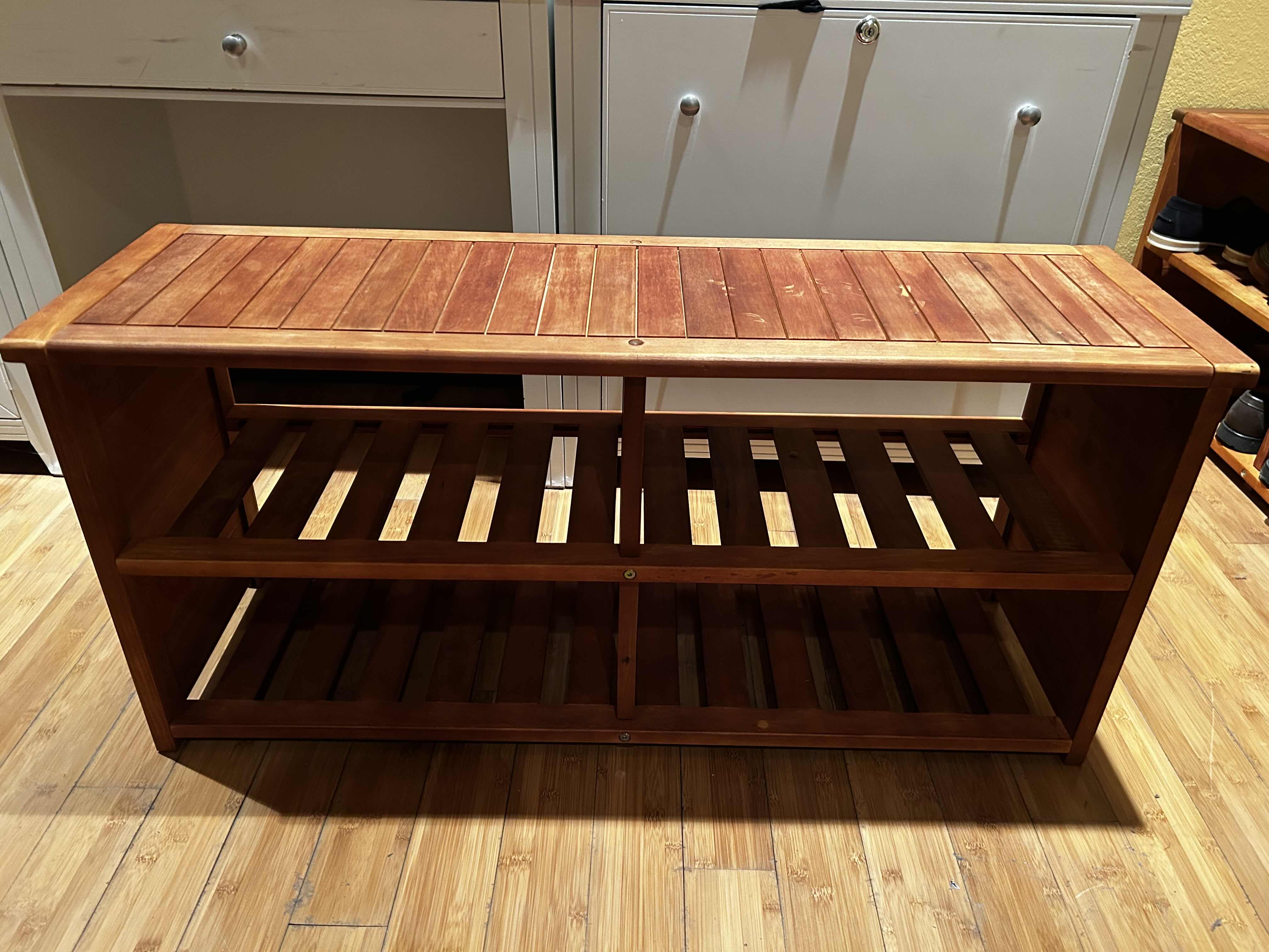 Photo 1 of 2-WINSOME KEYSTONE SHOE BENCH IN TEAK FINISH