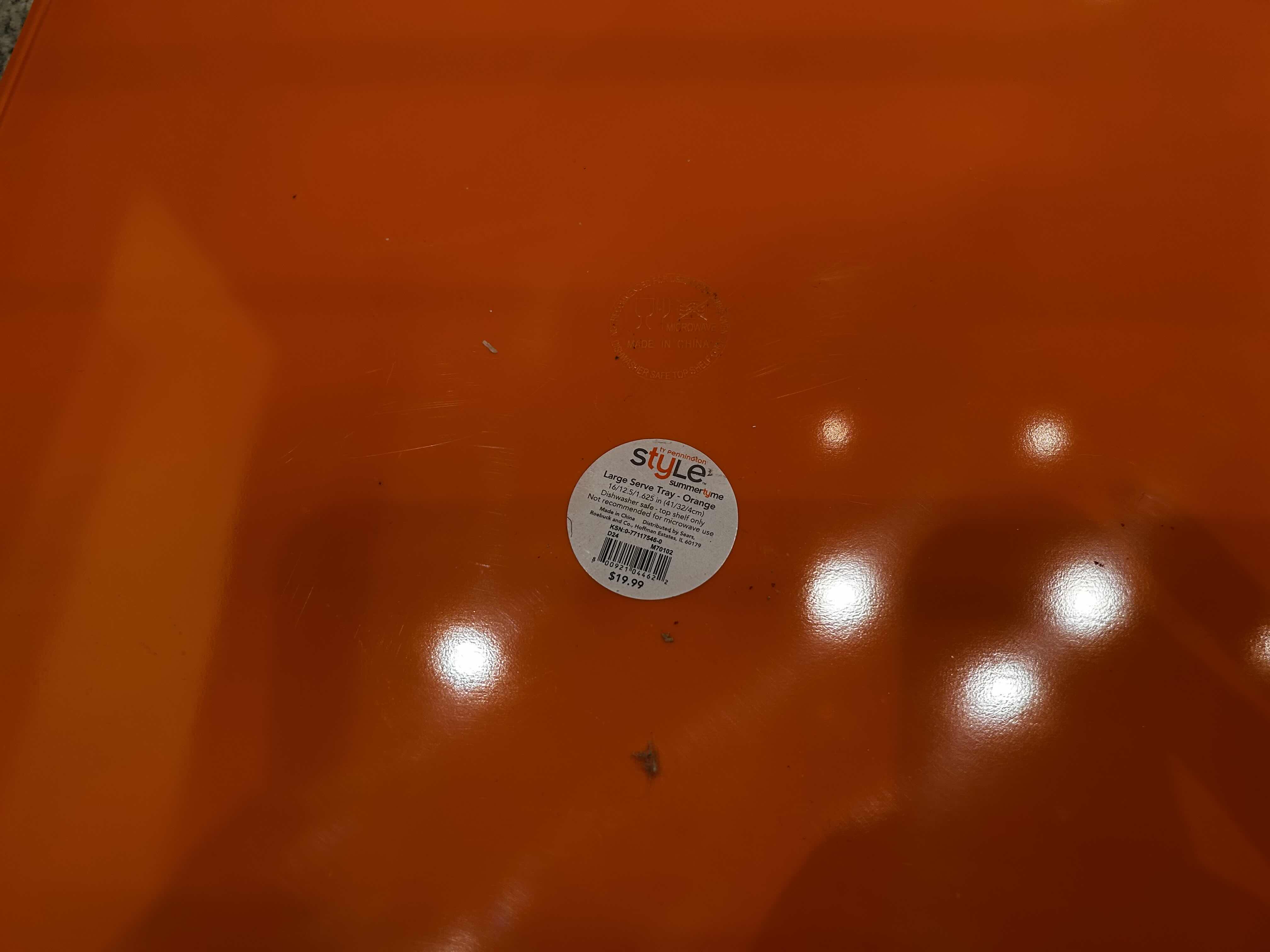 Photo 1 of 2-ORANGE MELAMINE SERVING TRAY