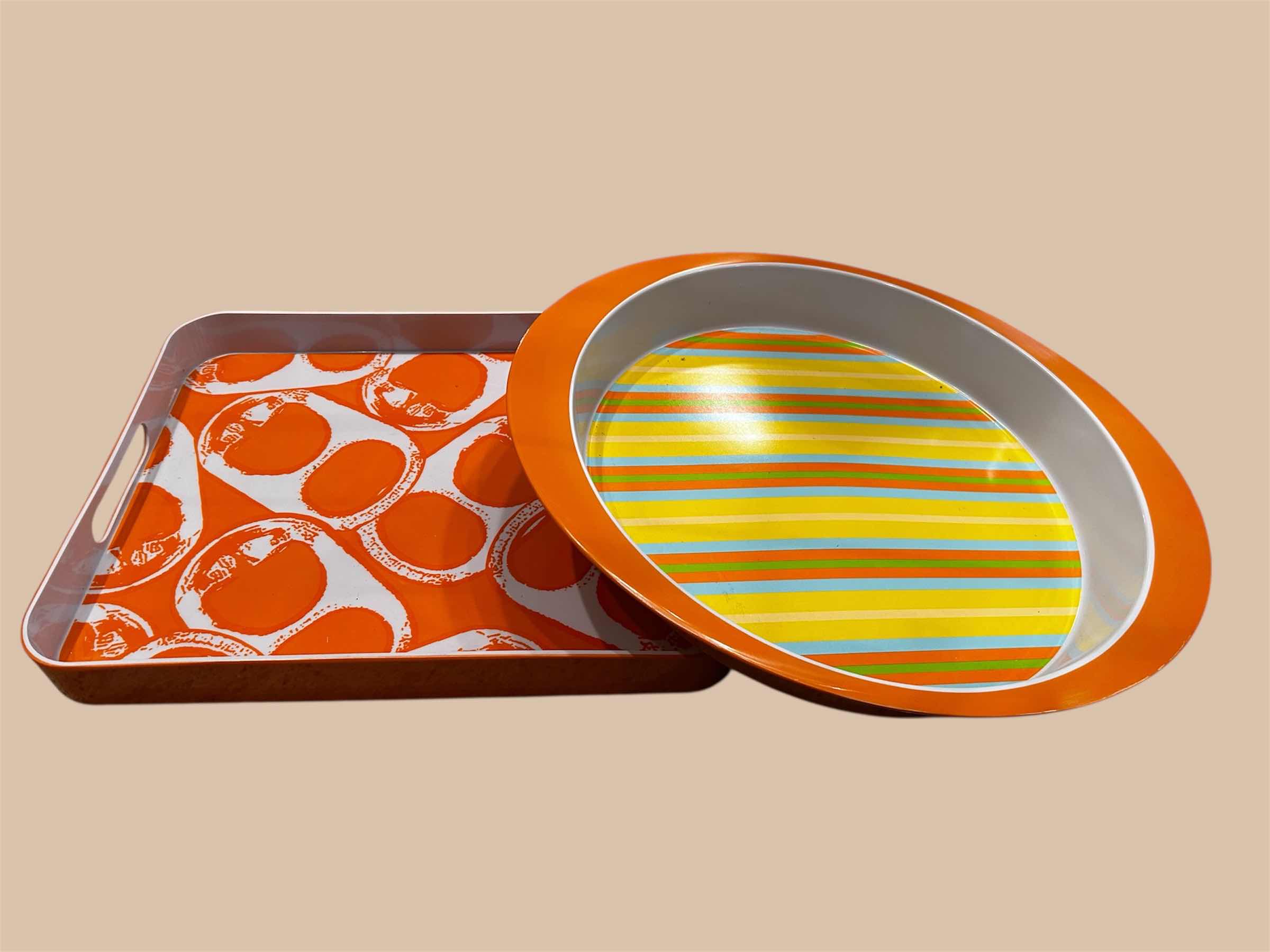 Photo 1 of 2-ORANGE MELAMINE SERVING TRAY