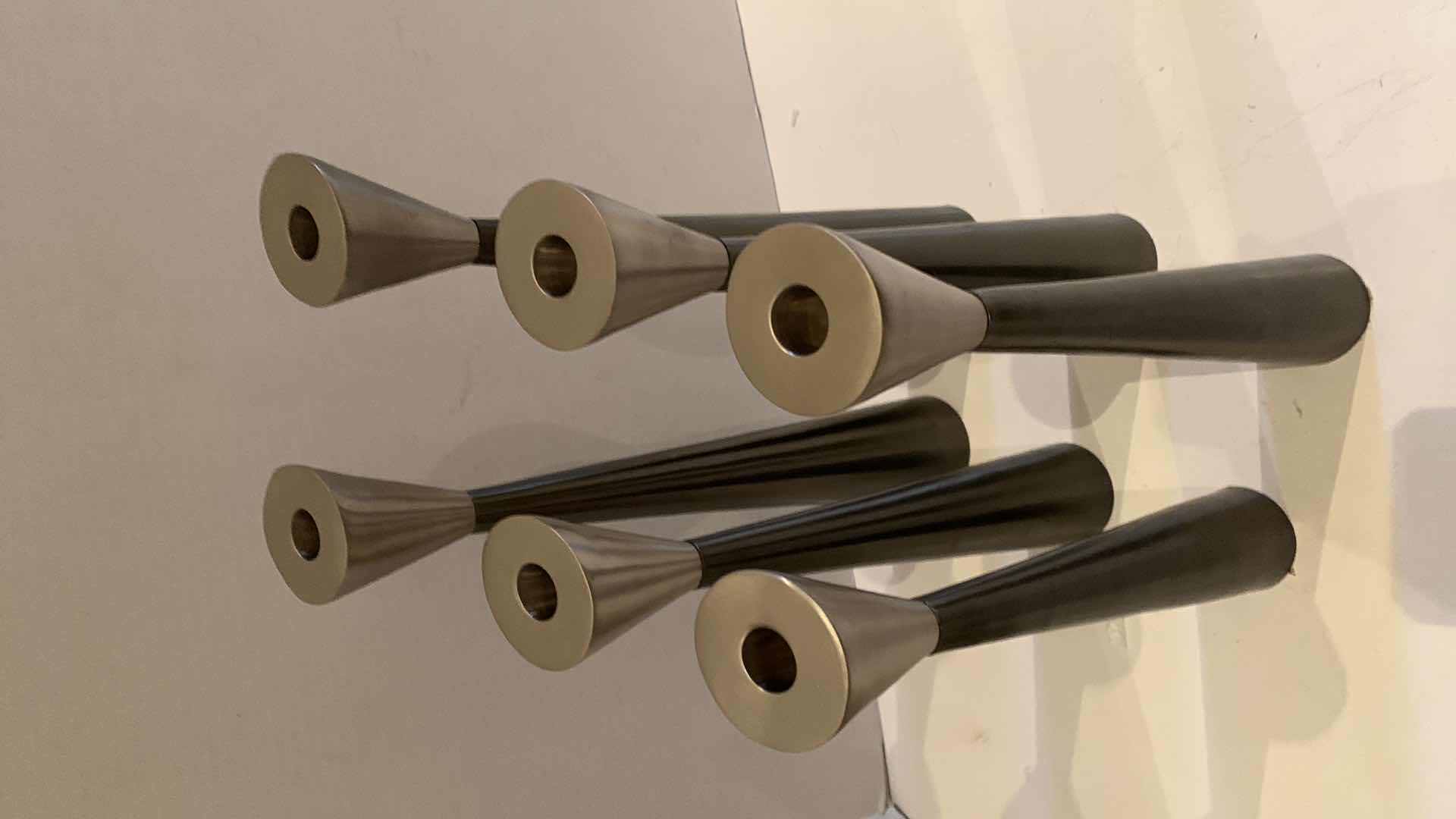 Photo 1 of 6-1980"S SWEDISH STYLE BRUSHED CANDLESTICKS H16”