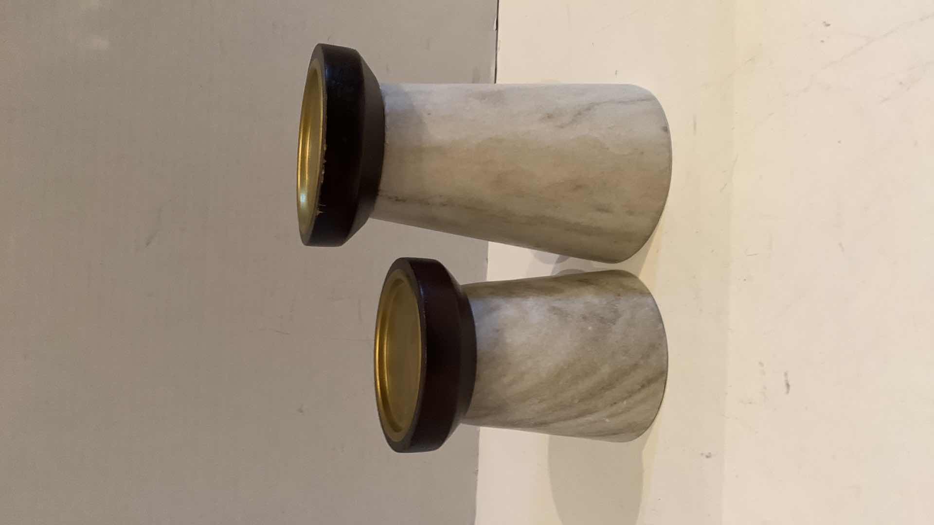 Photo 1 of 2 STONE CANDLE HOLDERS 8”