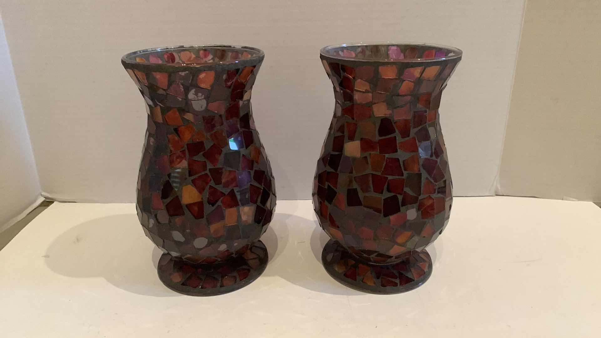 Photo 1 of 2 GLASS MOSAIC VASES