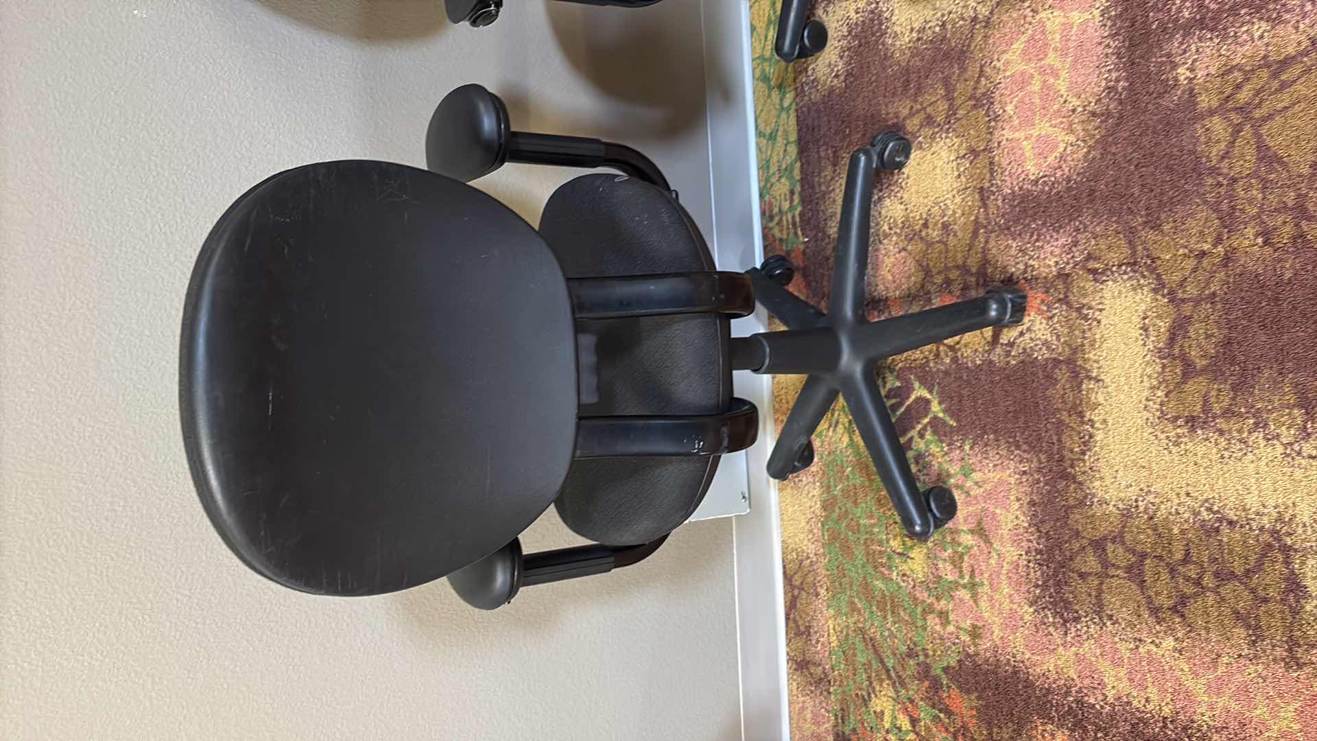 Photo 1 of BLACK ADJUSTABLE HEIGHT ROLLING ARM CHAIR 