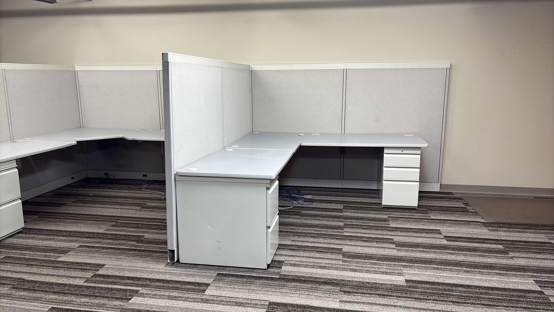 Photo 1 of CUBICLE WORKSTATION W DESK & FILE CABINETS 18" X 8' 