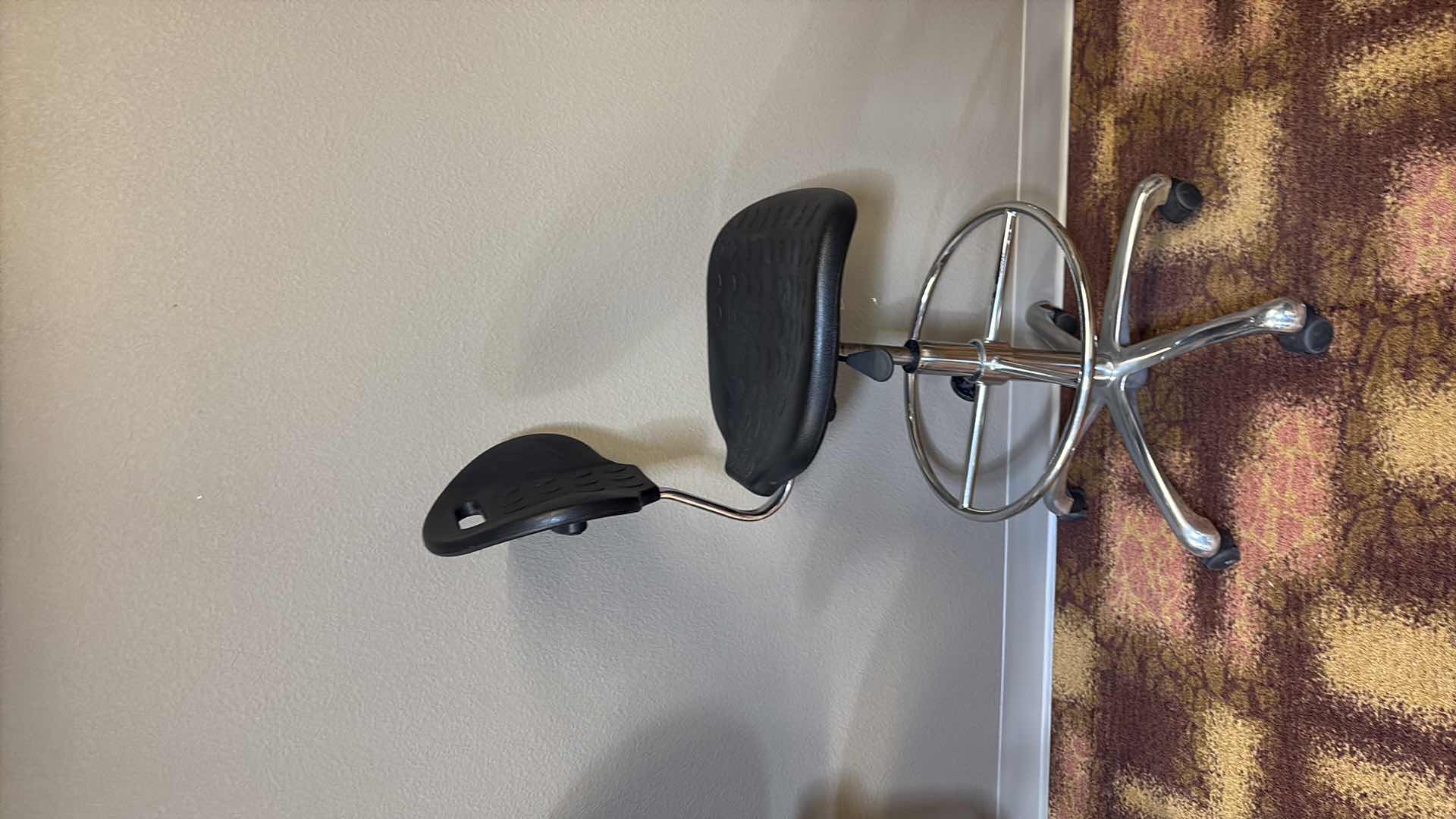 Photo 1 of BLACK POLYURETHANE ADJUSTABLE STOOL W CHROME BASE