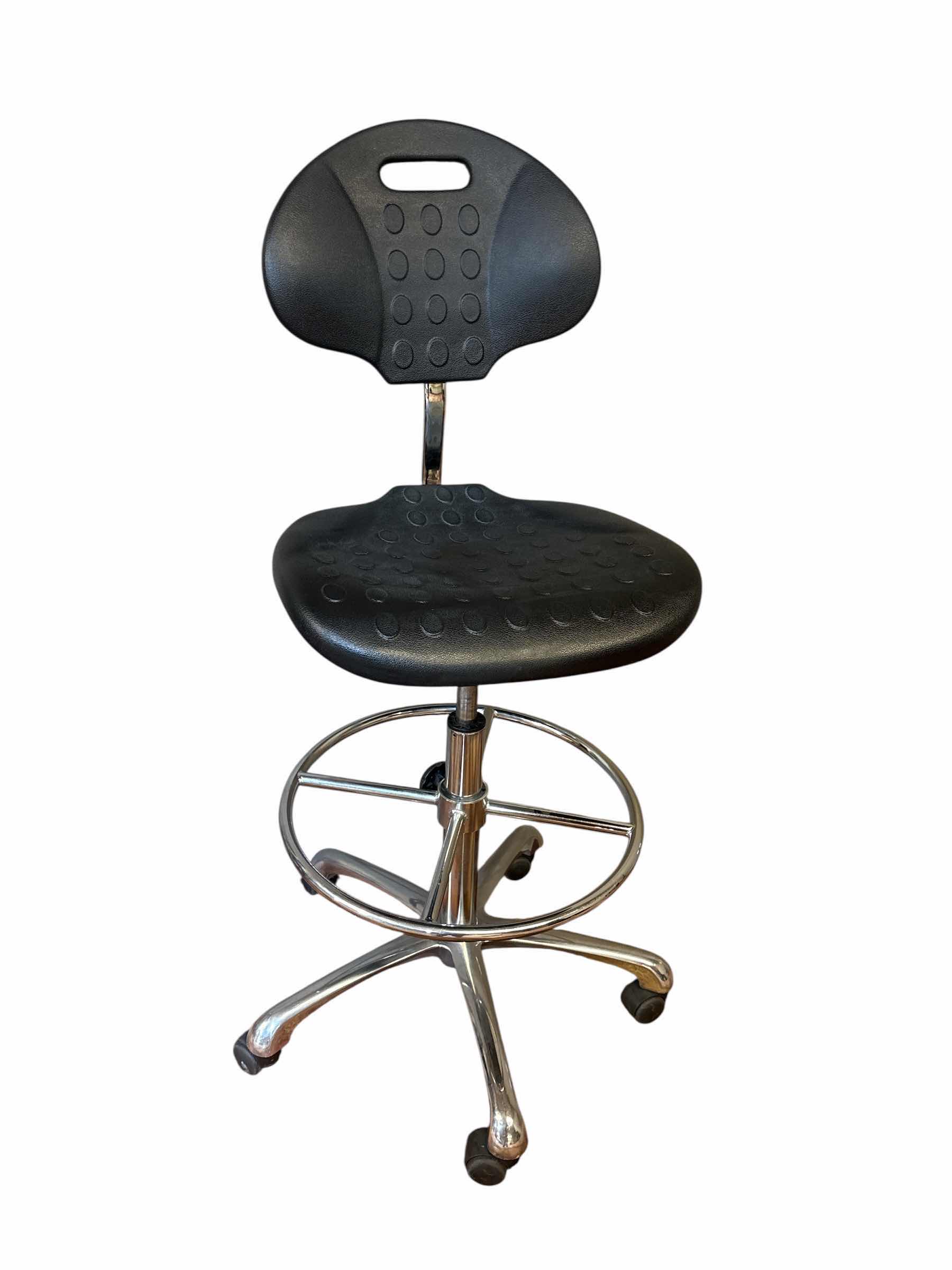 Photo 1 of BLACK POLYURETHANE ADJUSTABLE STOOL W CHROME BASE