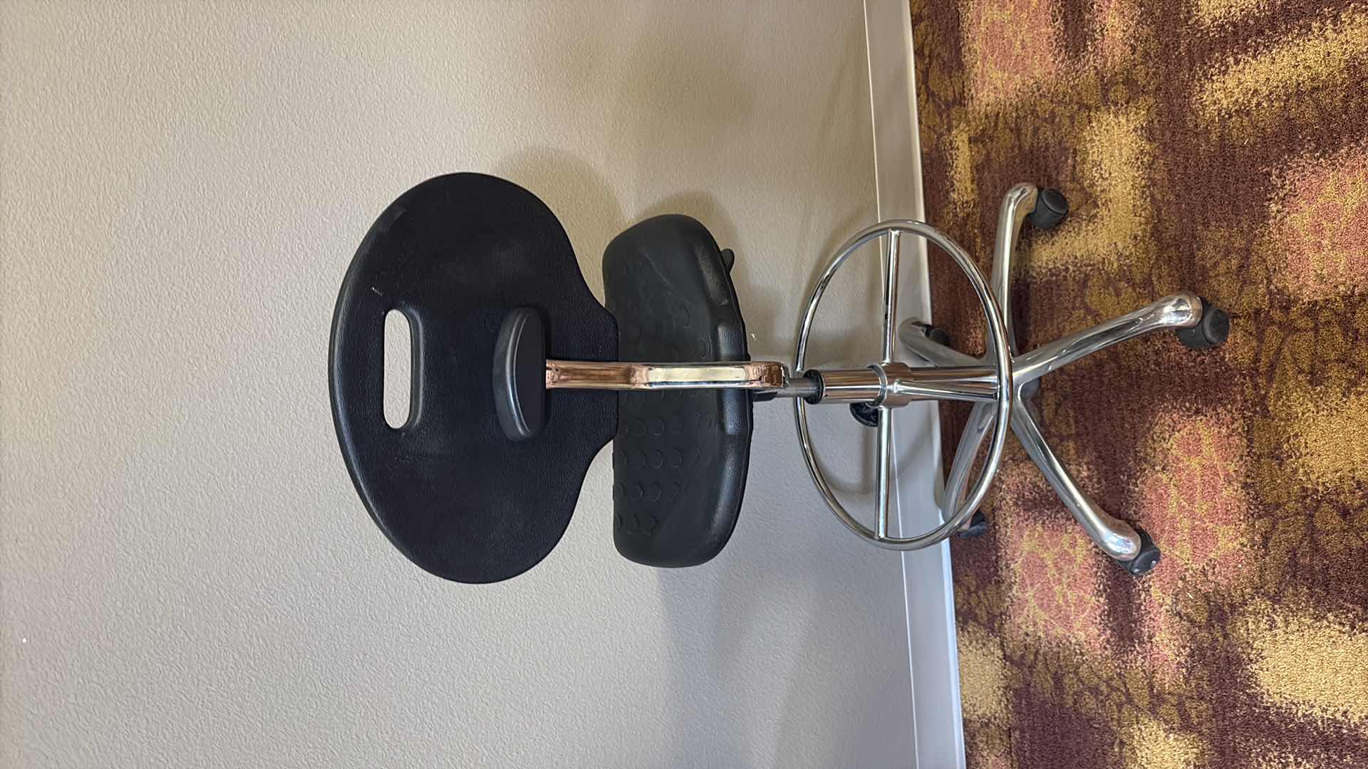 Photo 1 of BLACK POLYURETHANE ADJUSTABLE STOOL W CHROME BASE