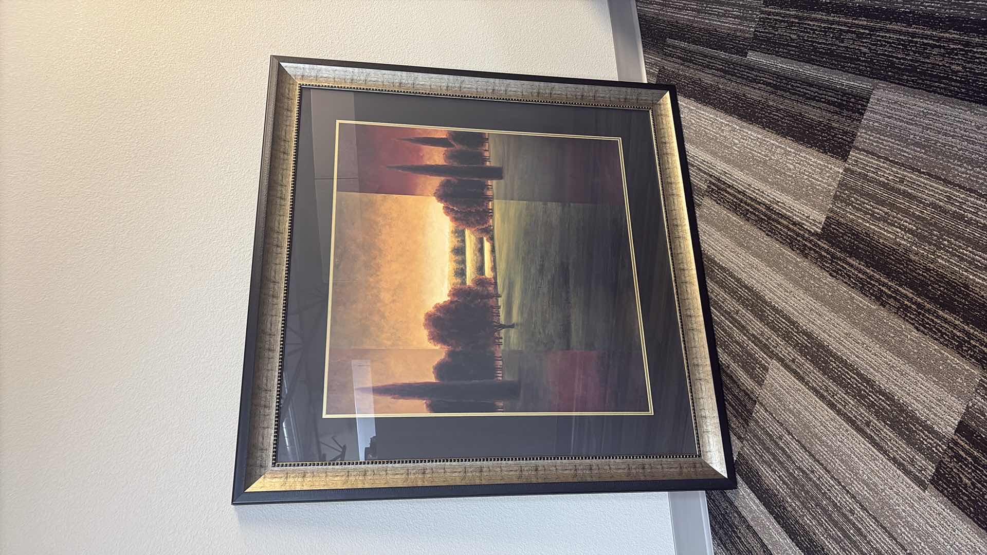 Photo 1 of BLACK GOLD FRAMED GREGORY WILLIAMS “ BREAK OF DAWN “ ARTWORK 46”x2”X46”H