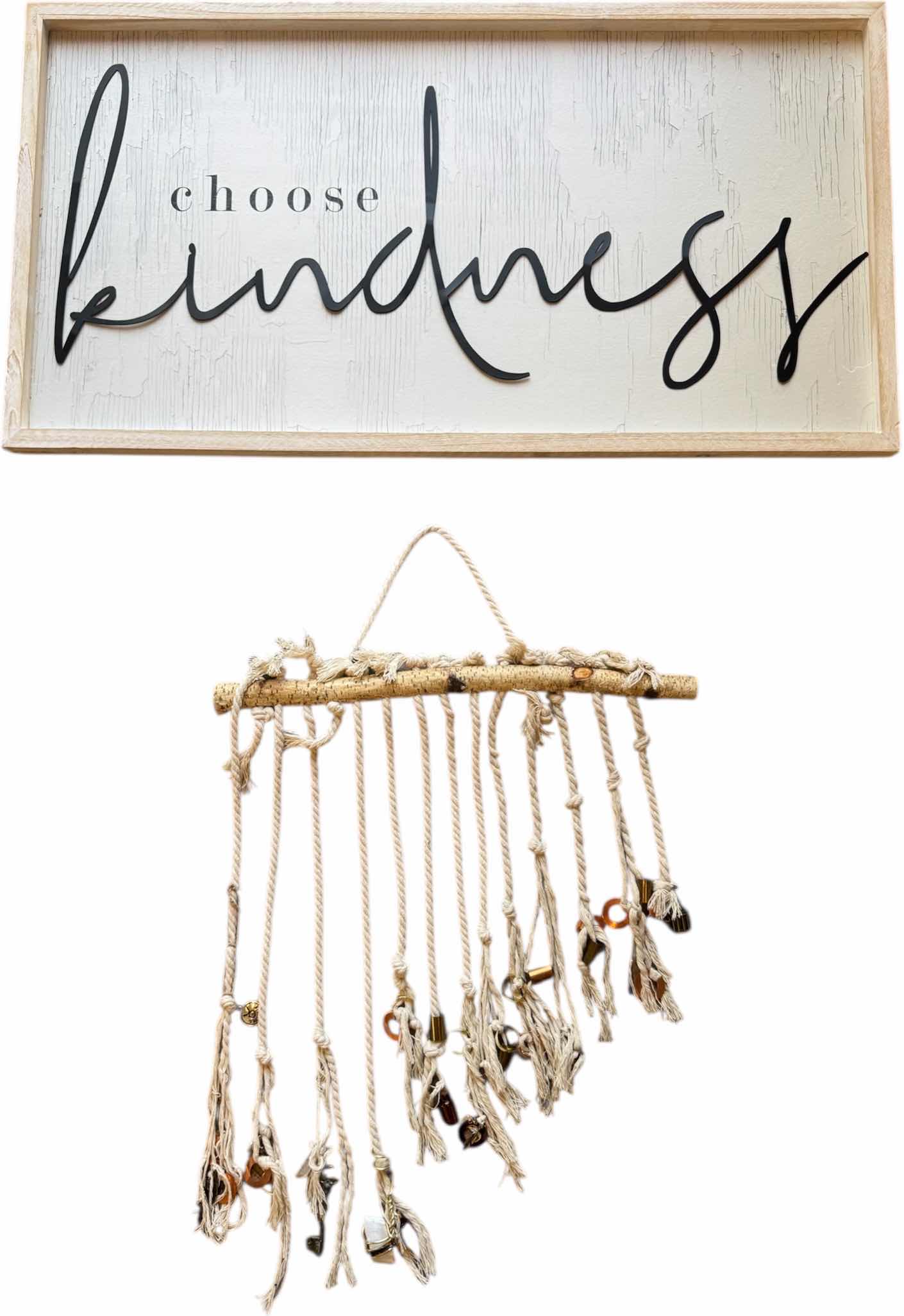 Photo 1 of FRAMED "CHOOSE KINDNESS"  WALL ART 30”x16”, MACRAME WALL HANGING 