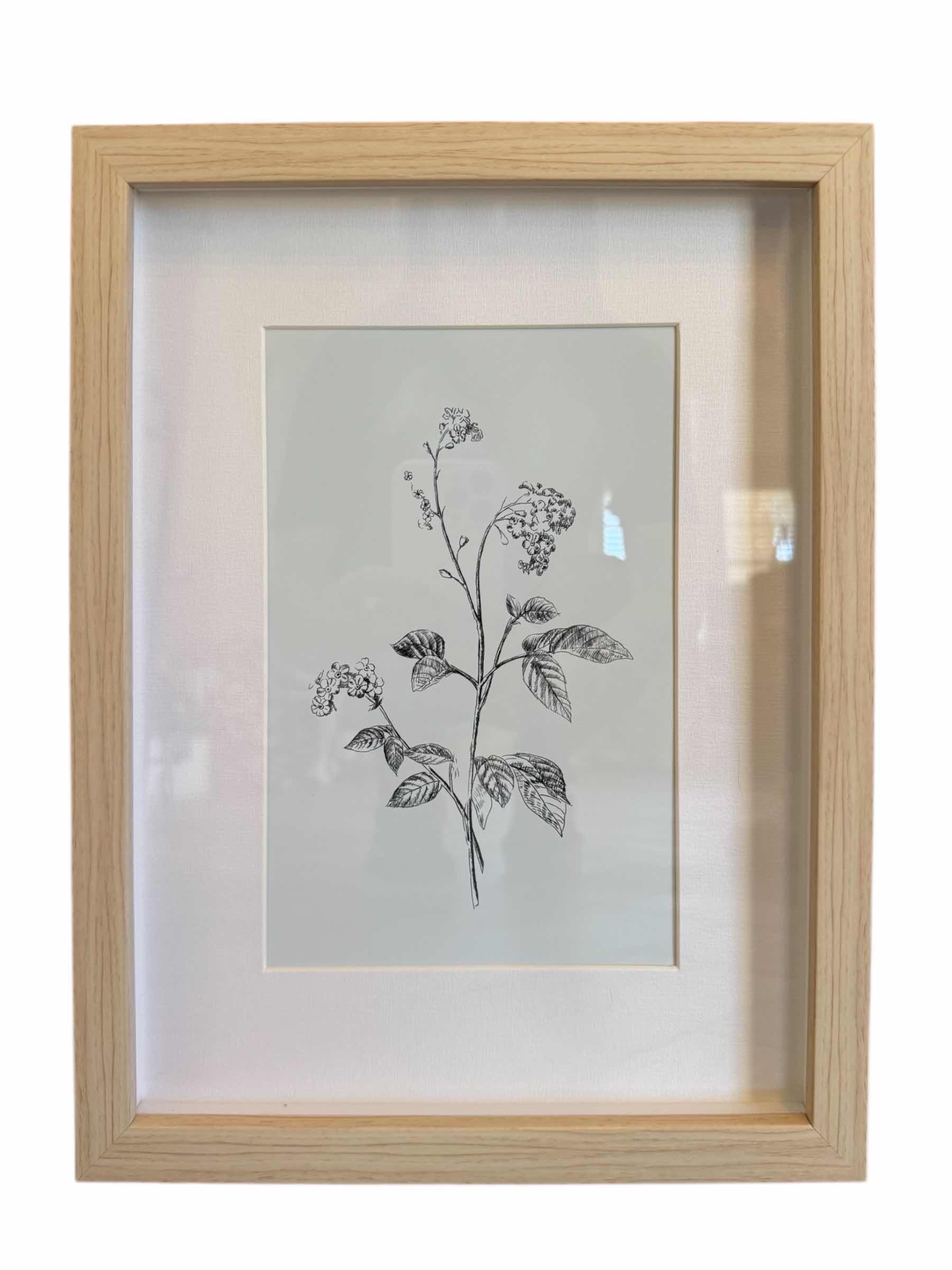 Photo 1 of FRAMED FLORAL ARTWORK 14"x11", 2 FAUX PLANTS