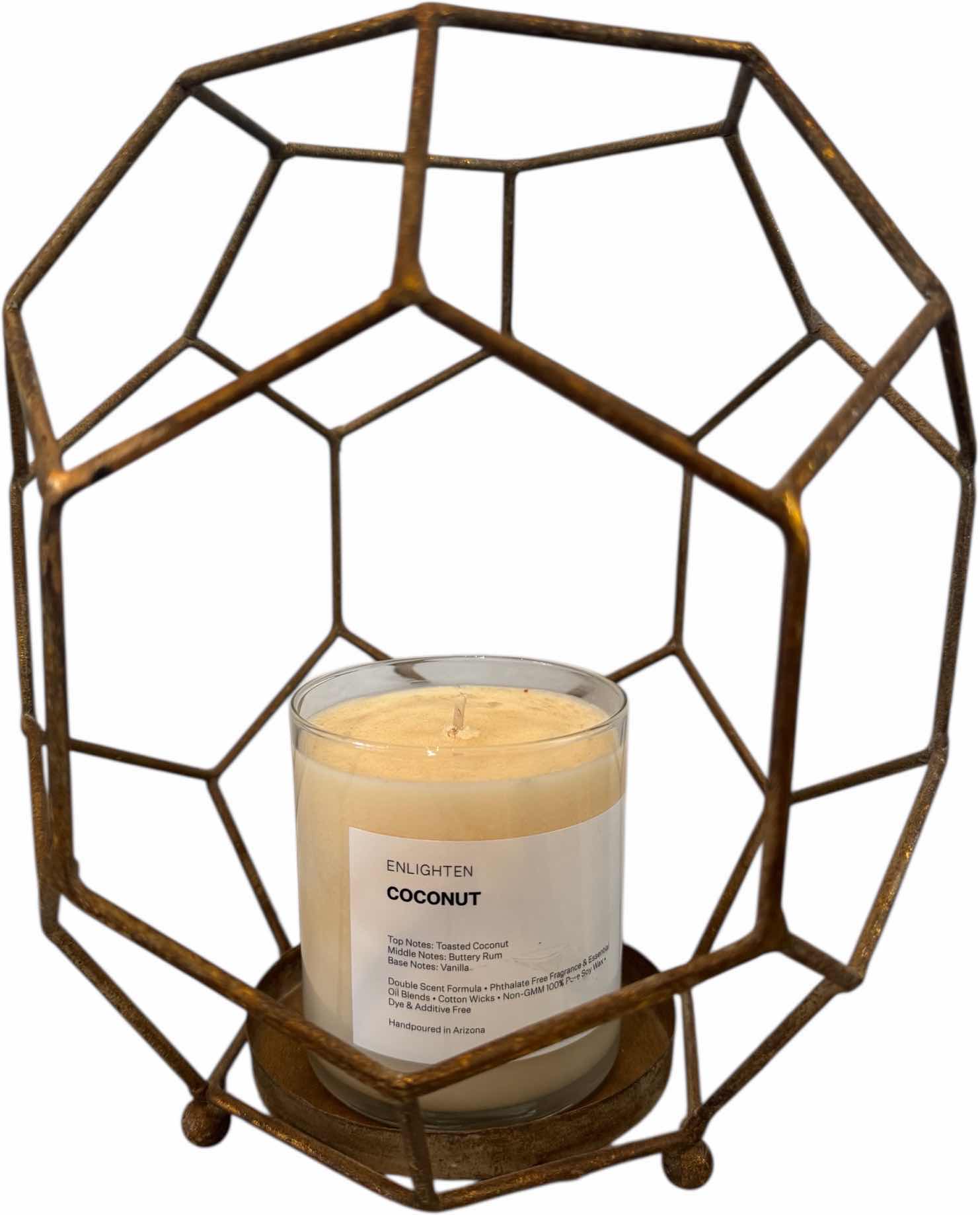 Photo 1 of 2 GLASS JAR ACCENT LIGHTS, OCTAGON COPPER CANDLE HOLDER