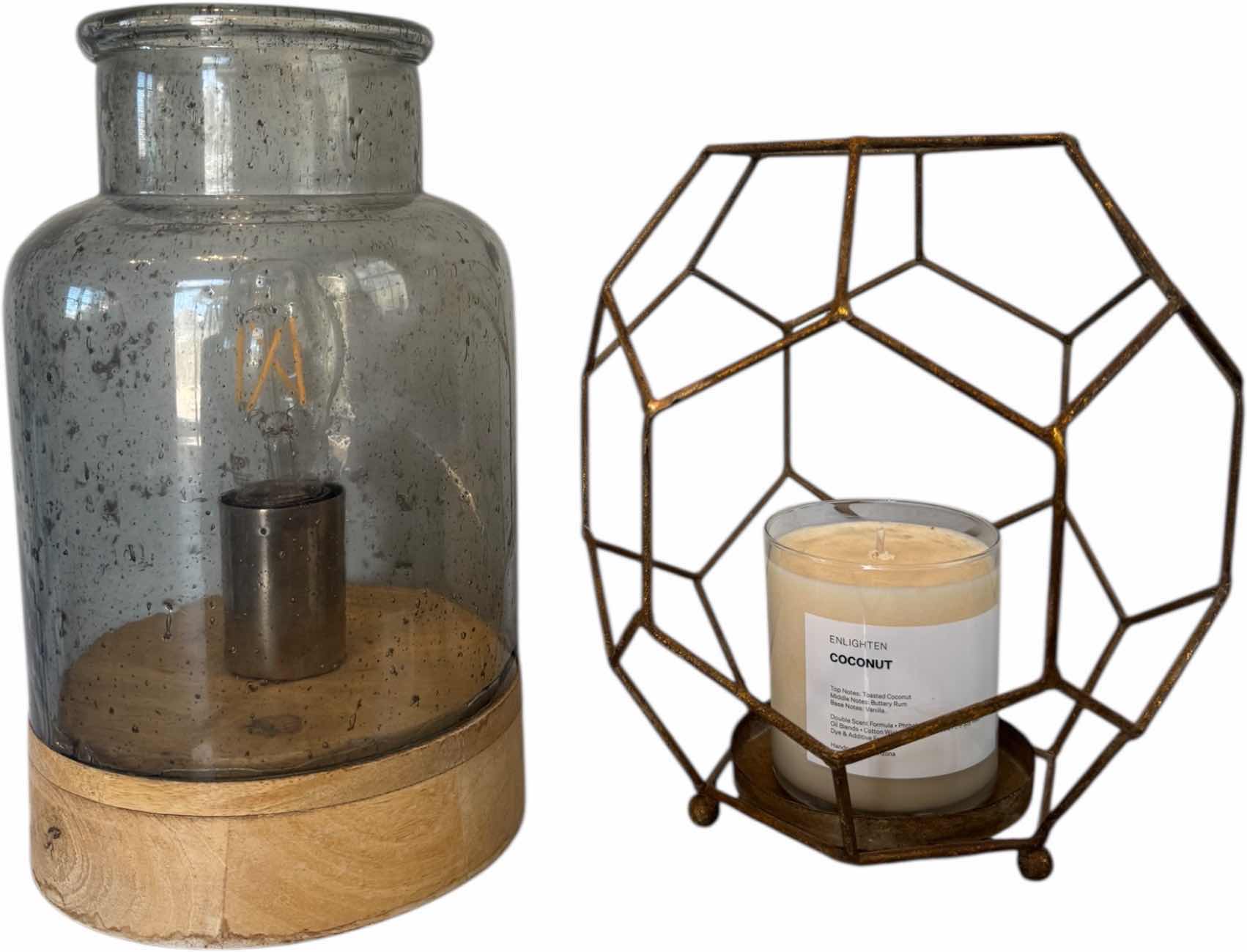Photo 1 of 2 GLASS JAR ACCENT LIGHTS, OCTAGON COPPER CANDLE HOLDER