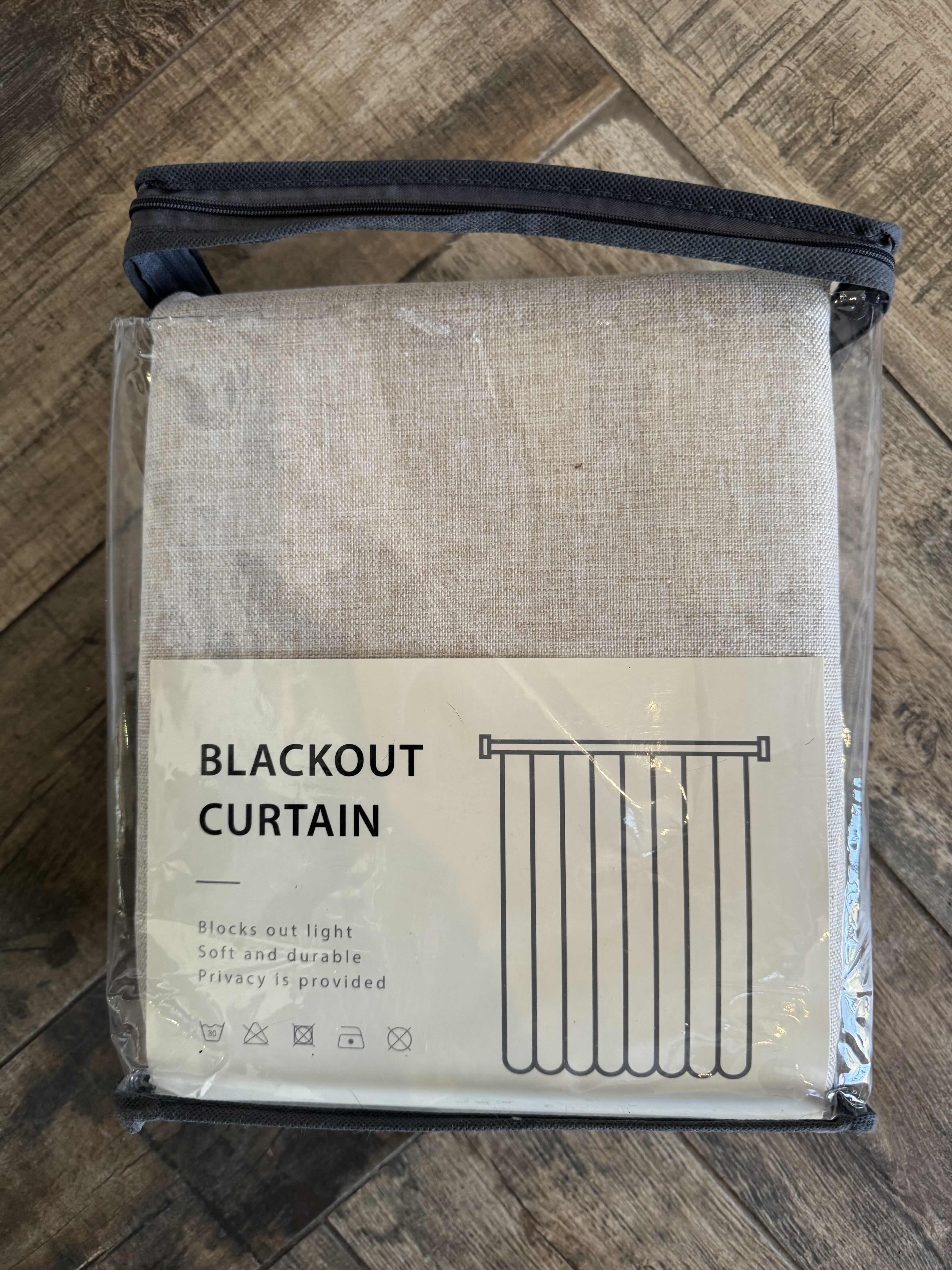 Photo 1 of NIP OATMEAL BLACKOUT CURTAIN, DECORATIVE BLACK & GOLD PILLOW 
