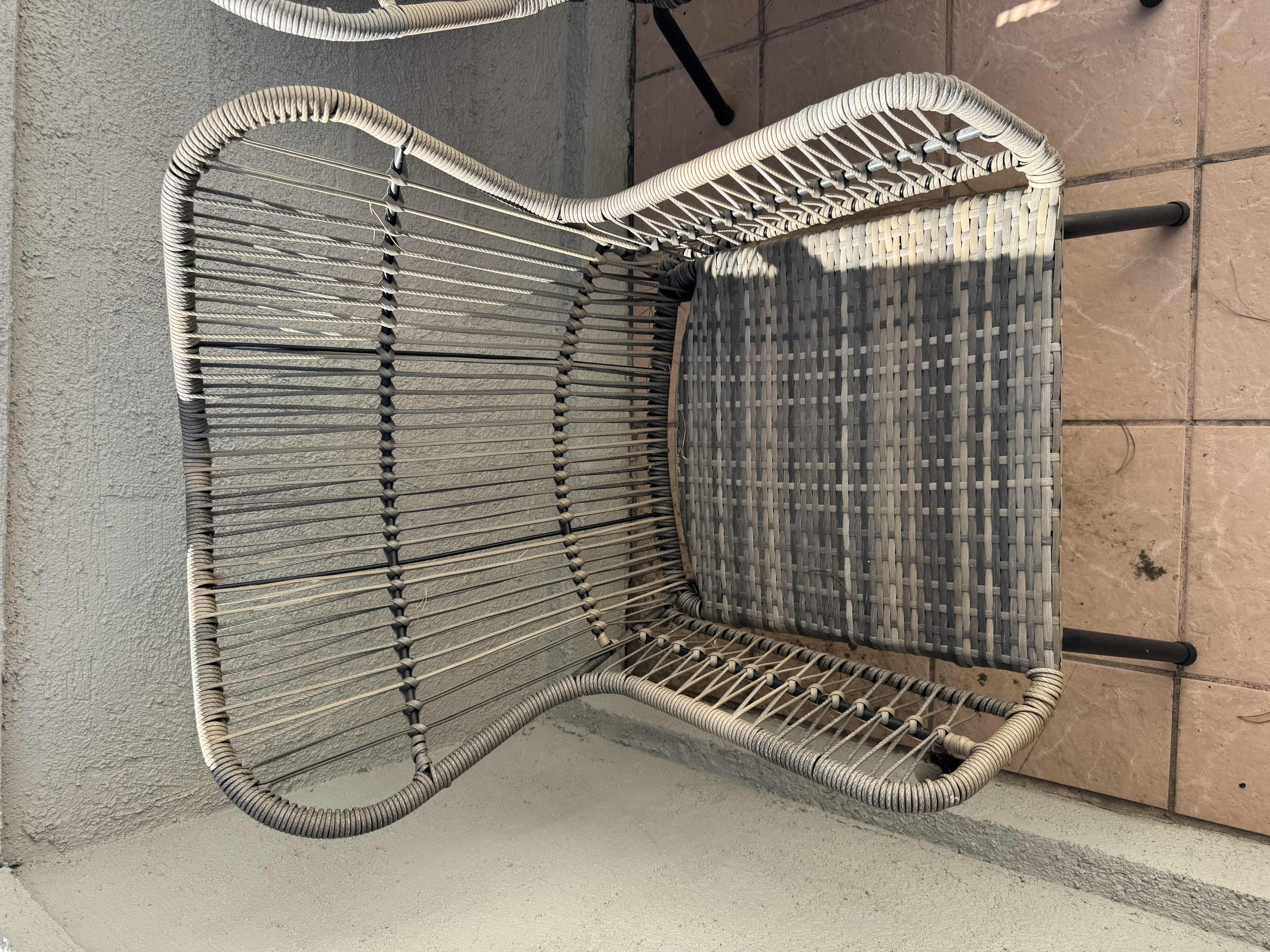 Photo 1 of 3 PCS-RATTAN W IRON PATIO SET (2 CHAIRS, ROUND TABLE)
