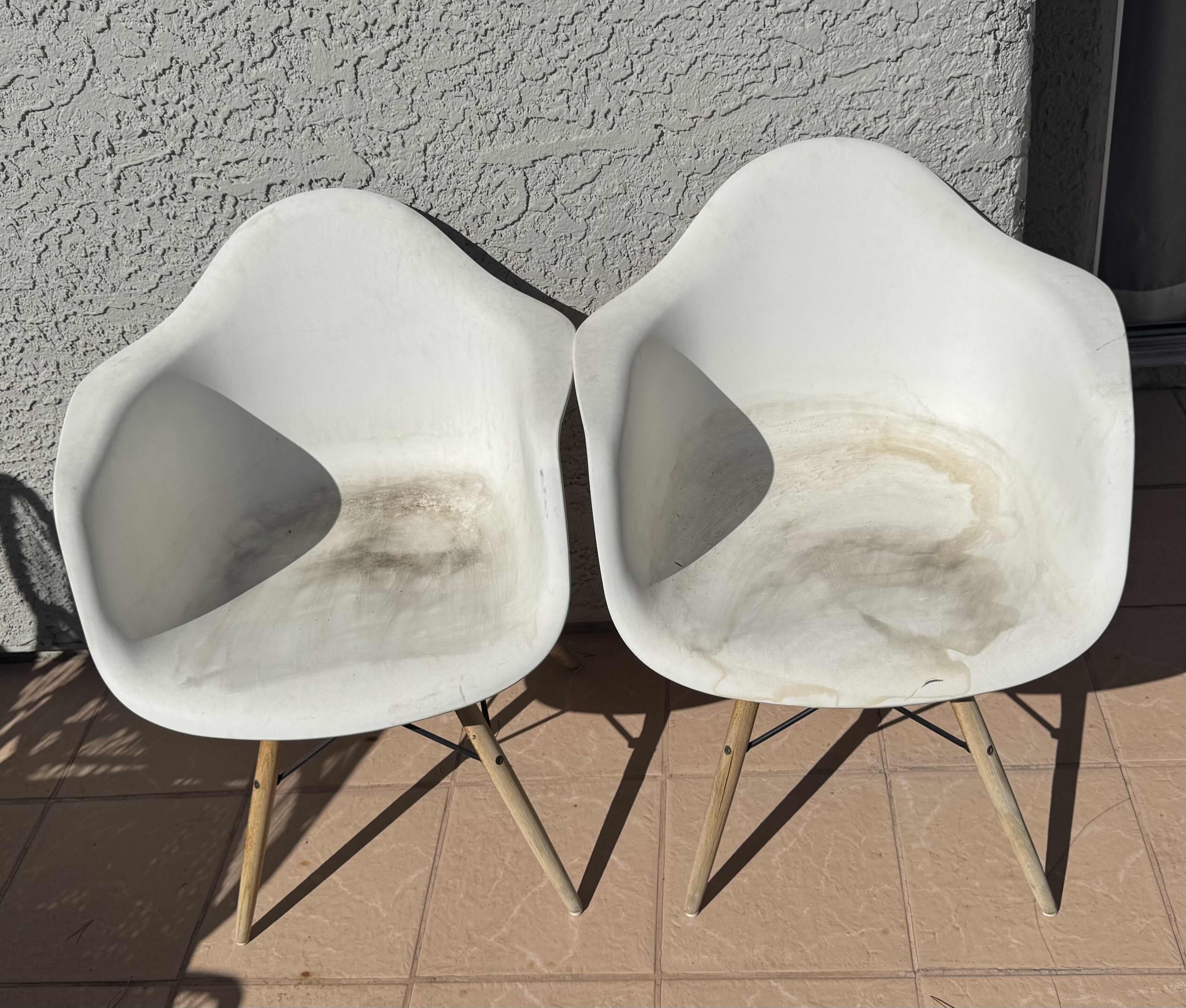 Photo 1 of 2-WHITE RESIN OUTDOOR BUCKET CHAIRS
